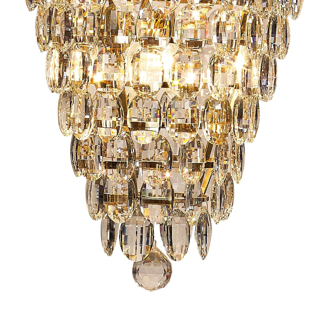 IL32887 Coniston Tall Acorn Pendant 20 Light E14 French Gold/Crystal