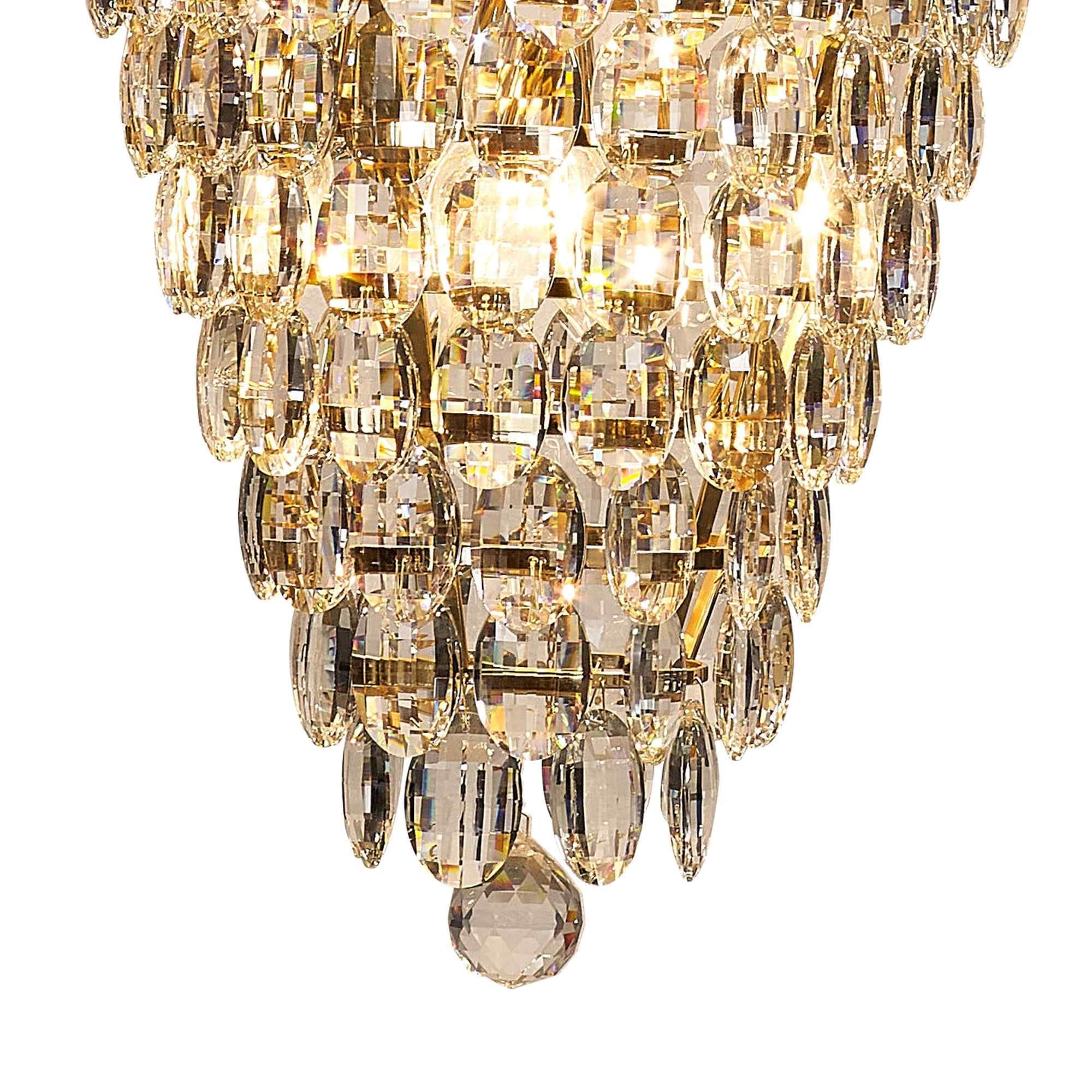 IL32887 Coniston Tall Acorn Pendant 20 Light E14 French Gold/Crystal