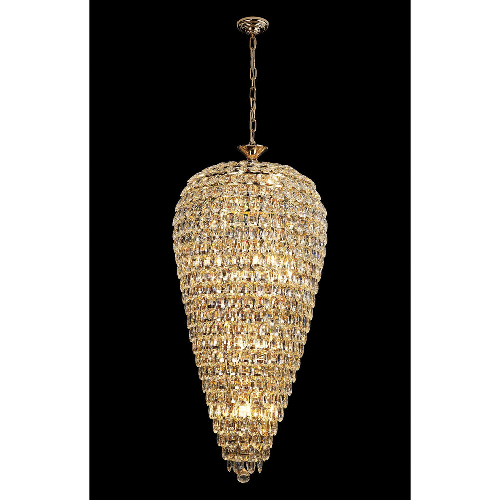 IL32887 Coniston Tall Acorn Pendant 20 Light E14 French Gold/Crystal