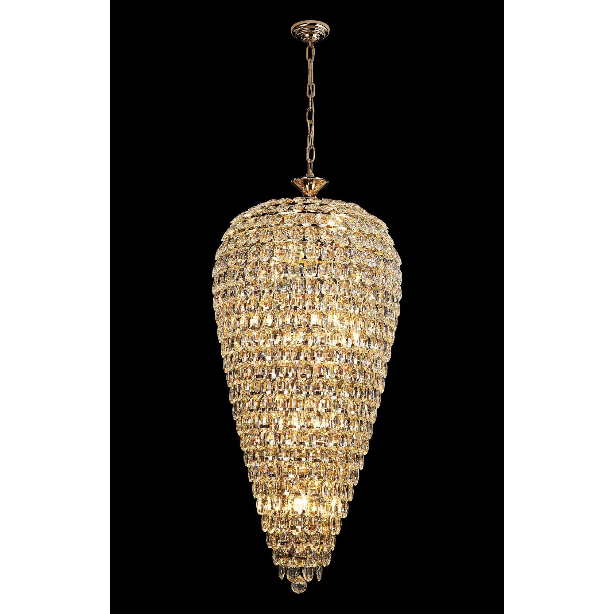 IL32887 Coniston Tall Acorn Pendant 20 Light E14 French Gold/Crystal
