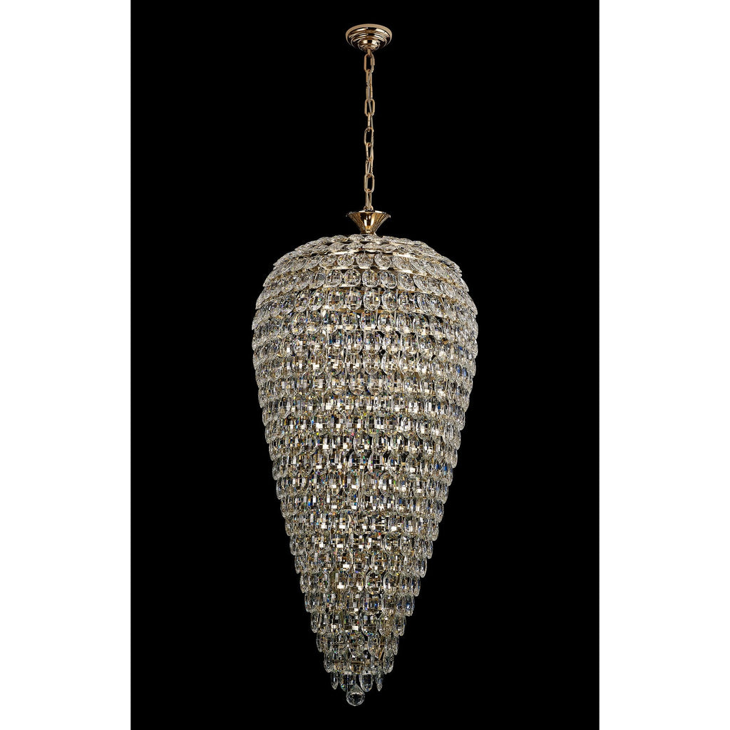 IL32887 Coniston Tall Acorn Pendant 20 Light E14 French Gold/Crystal