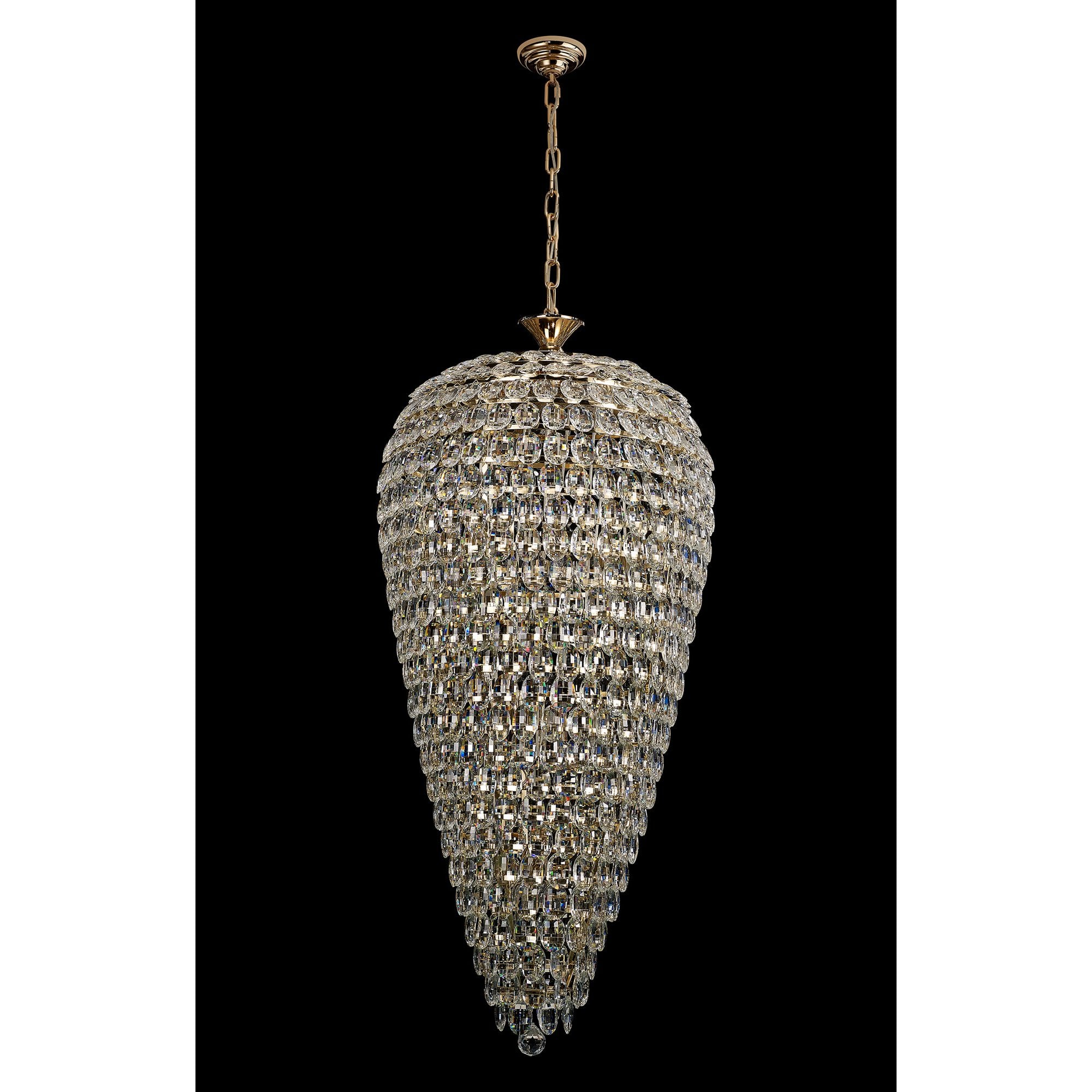 IL32887 Coniston Tall Acorn Pendant 20 Light E14 French Gold/Crystal