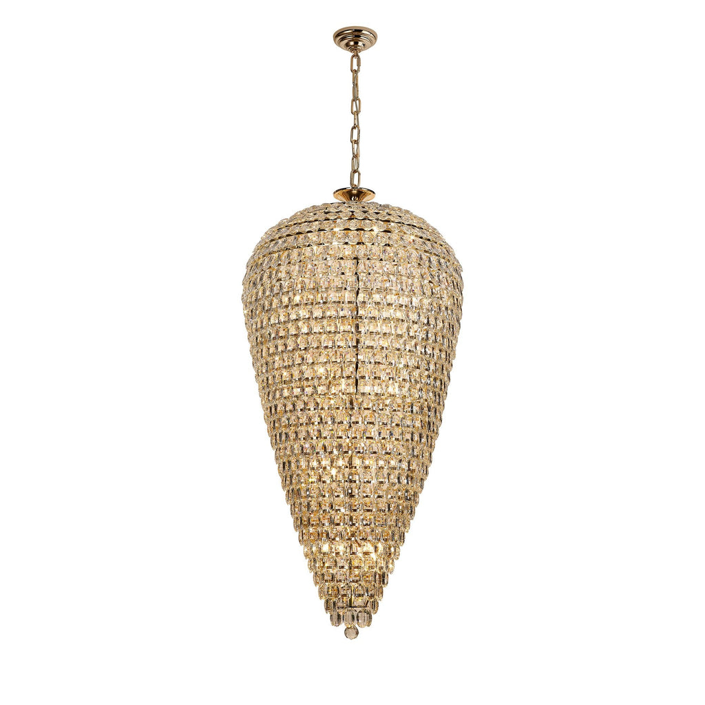 IL32889 Coniston Tall Acorn Pendant 30 Light E14 French Gold/Crystal
