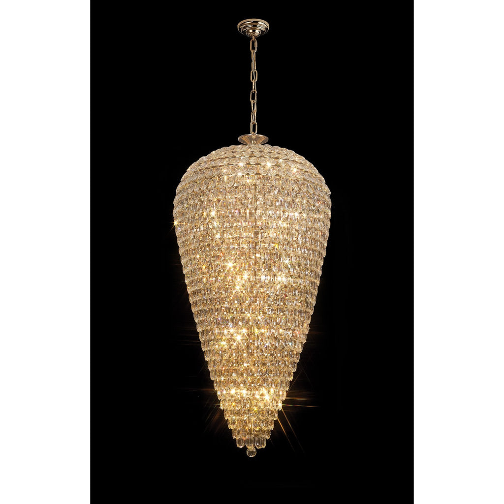 IL32889 Coniston Tall Acorn Pendant 30 Light E14 French Gold/Crystal