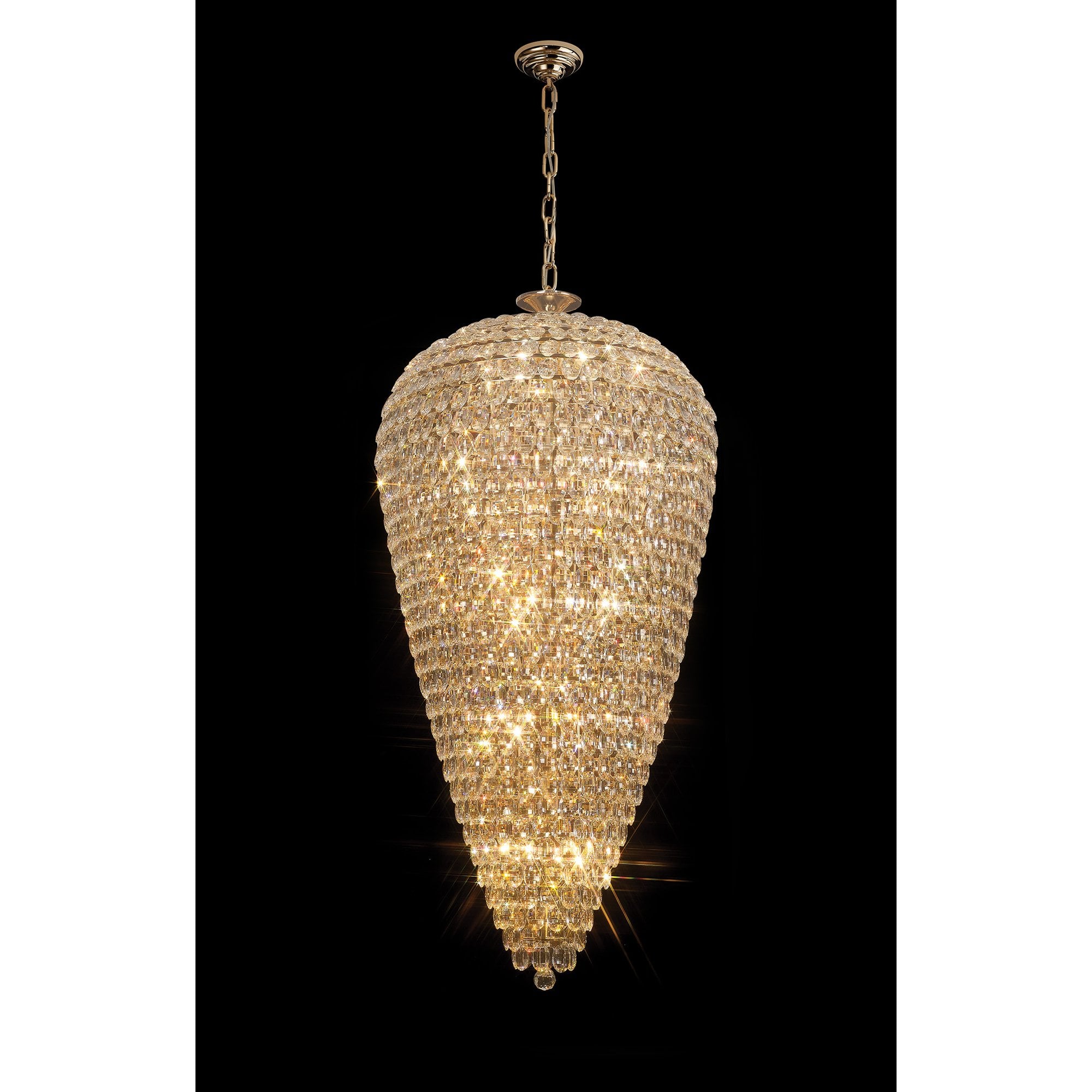 IL32889 Coniston Tall Acorn Pendant 30 Light E14 French Gold/Crystal