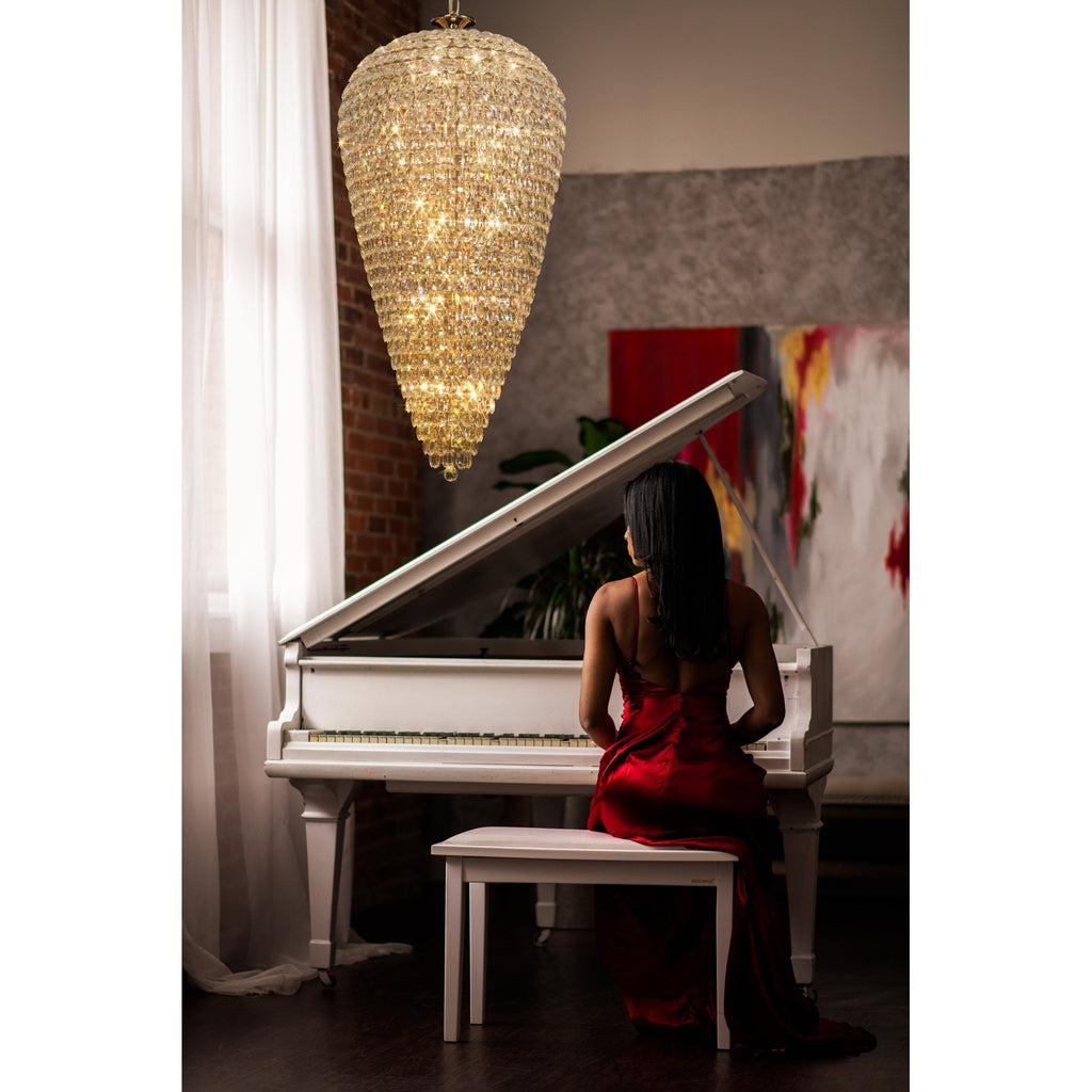 IL32889 Coniston Tall Acorn Pendant 30 Light E14 French Gold/Crystal