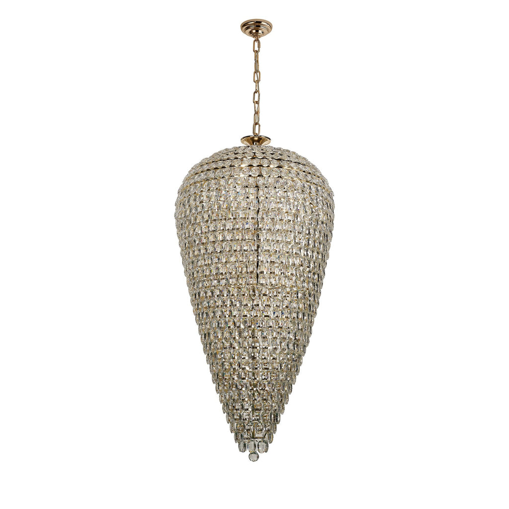 IL32889 Coniston Tall Acorn Pendant 30 Light E14 French Gold/Crystal