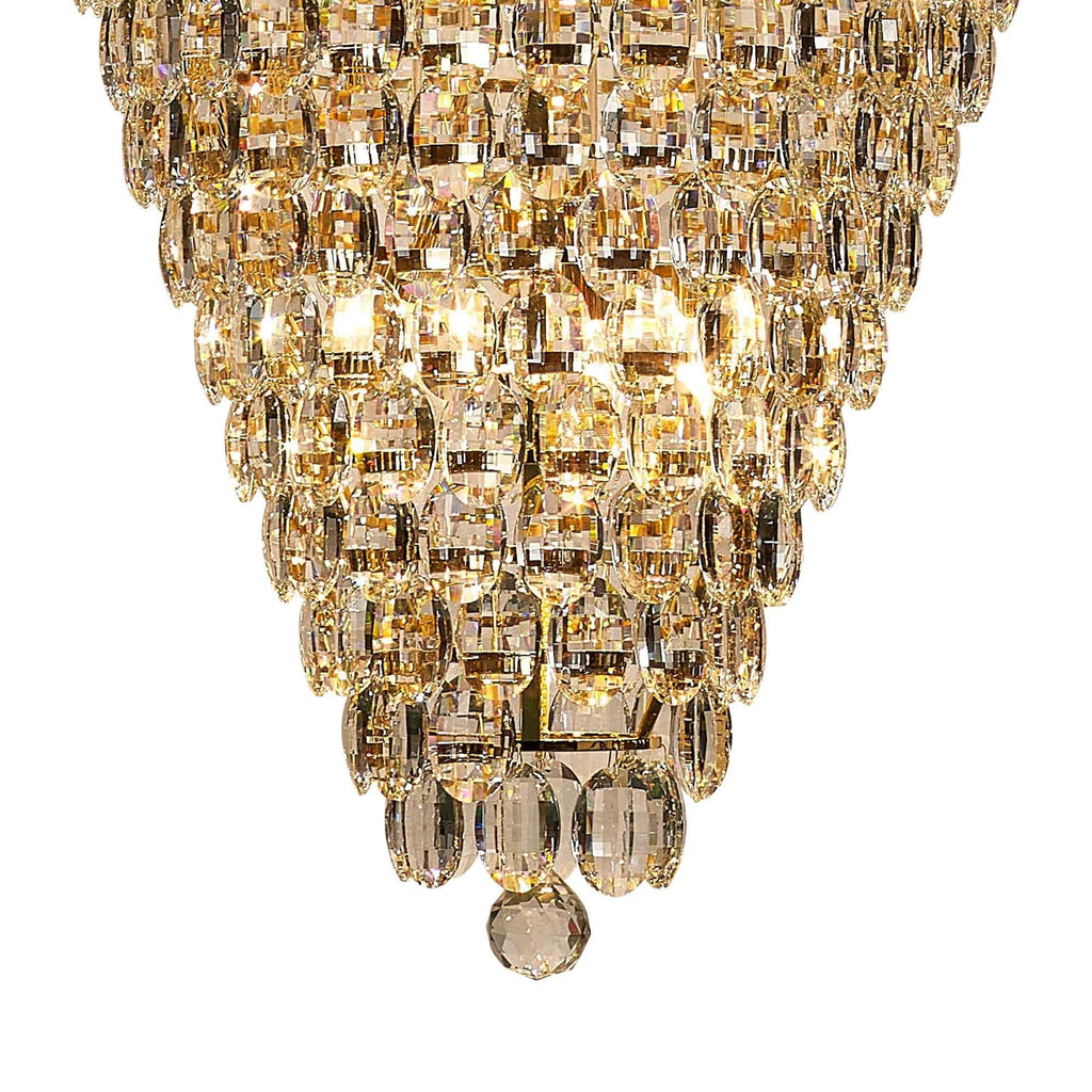 IL32889 Coniston Tall Acorn Pendant 30 Light E14 French Gold/Crystal
