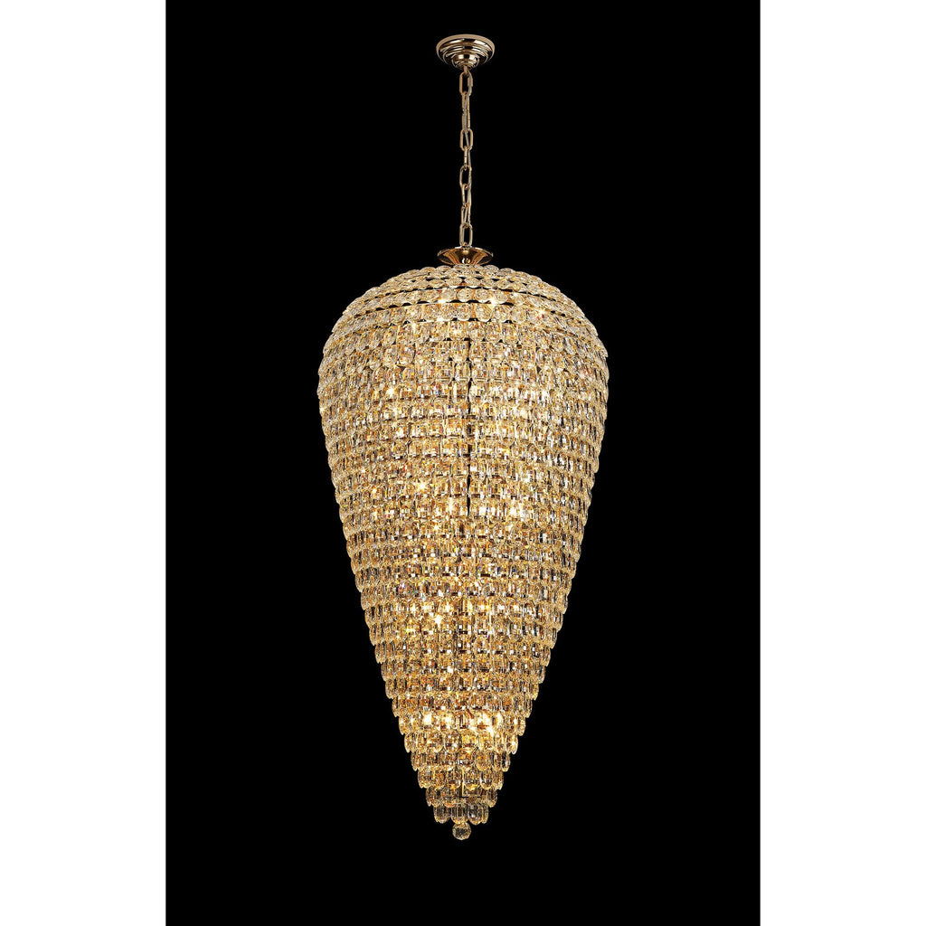 IL32889 Coniston Tall Acorn Pendant 30 Light E14 French Gold/Crystal