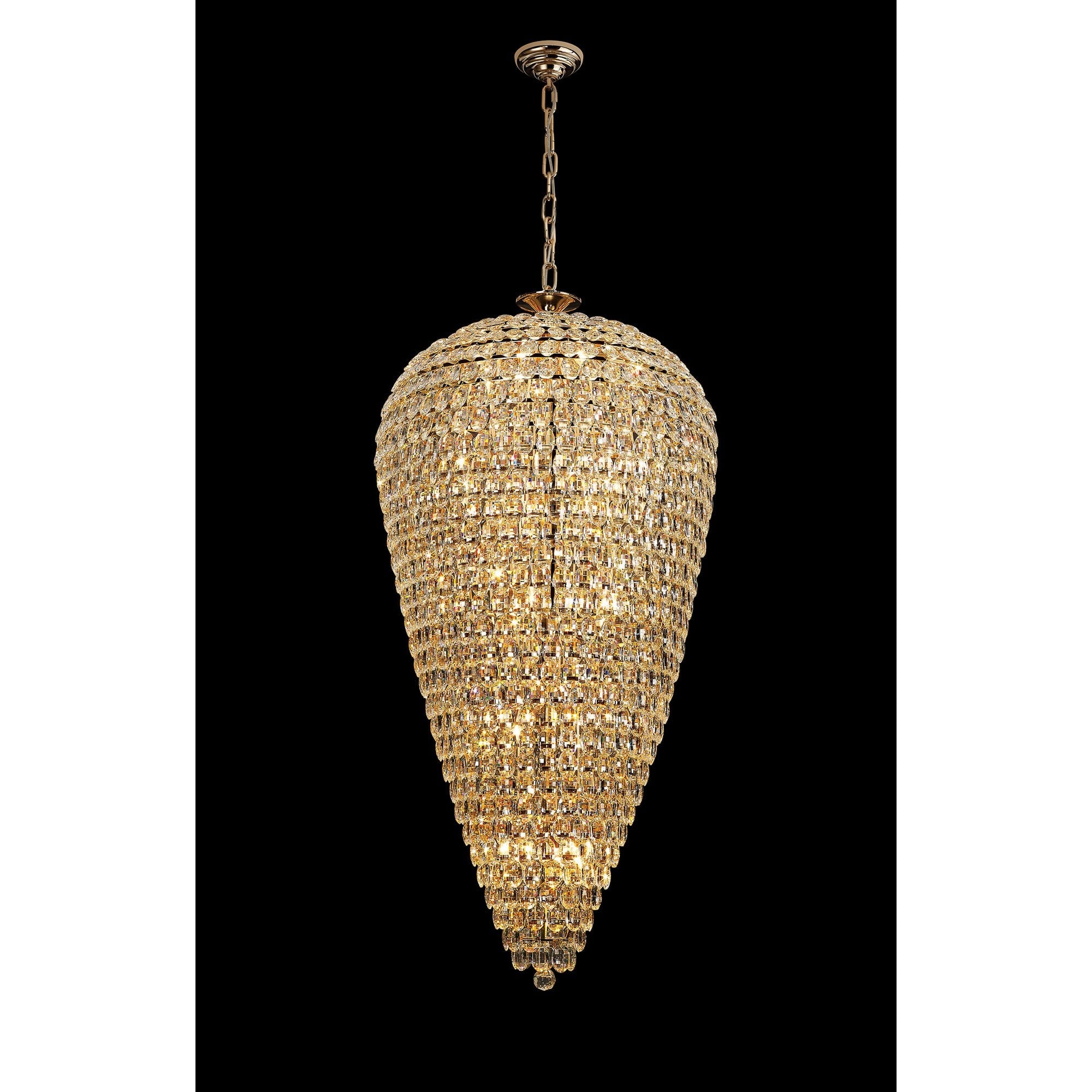 IL32889 Coniston Tall Acorn Pendant 30 Light E14 French Gold/Crystal