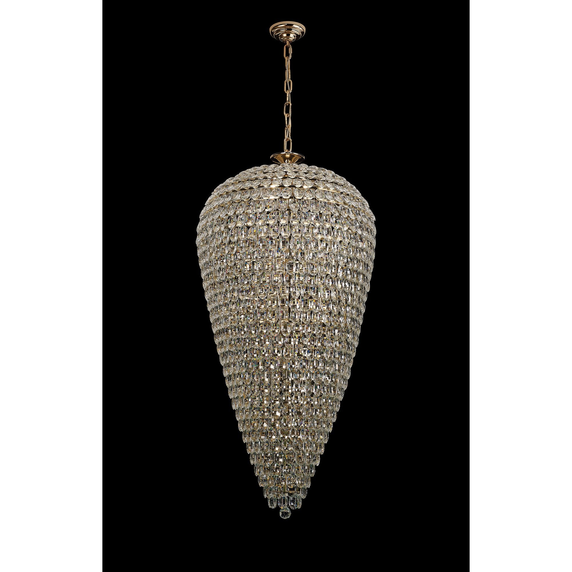 IL32889 Coniston Tall Acorn Pendant 30 Light E14 French Gold/Crystal