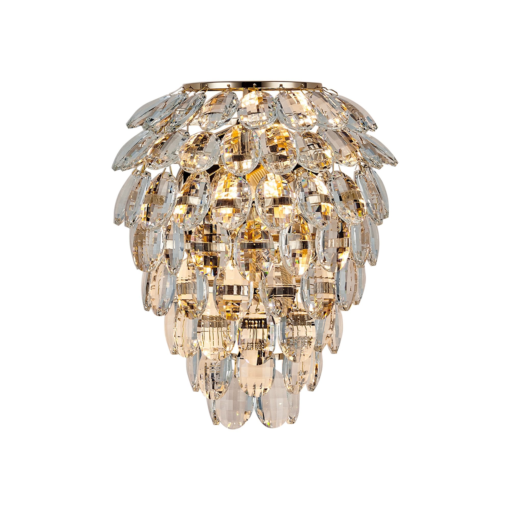 IL32896 Coniston IP Bathroom Wall Lamp 4 Light G9 French Gold/Crystal
