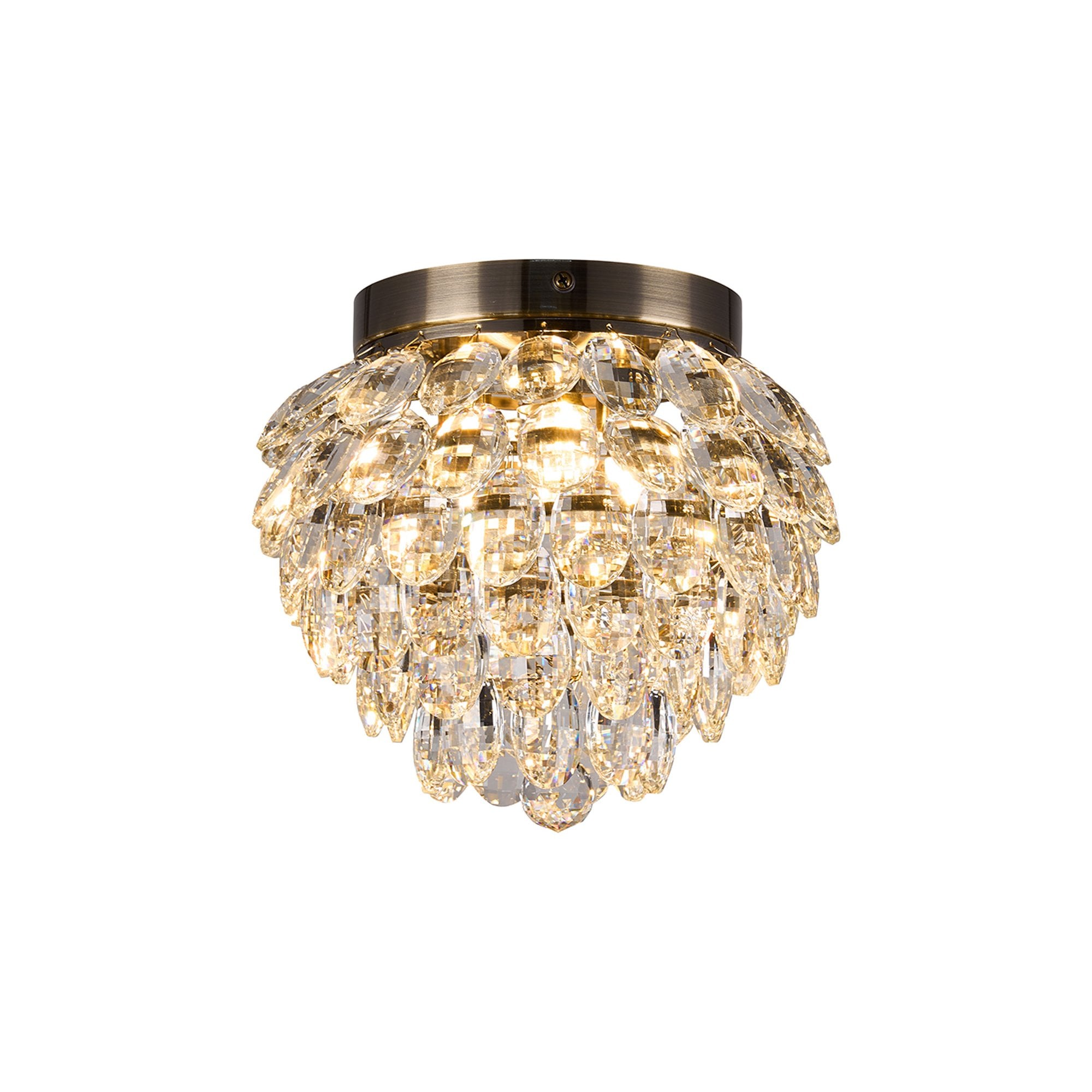 IL32897AB Coniston IP Bathroom Ceiling 3 Light G9 Antique Brass/Crystal