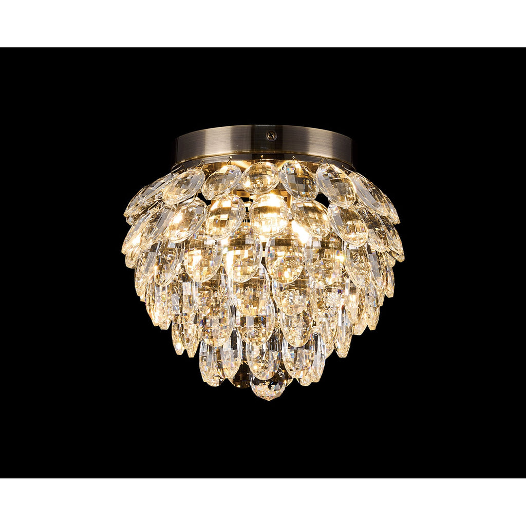 IL32897AB Coniston IP Bathroom Ceiling 3 Light G9 Antique Brass/Crystal