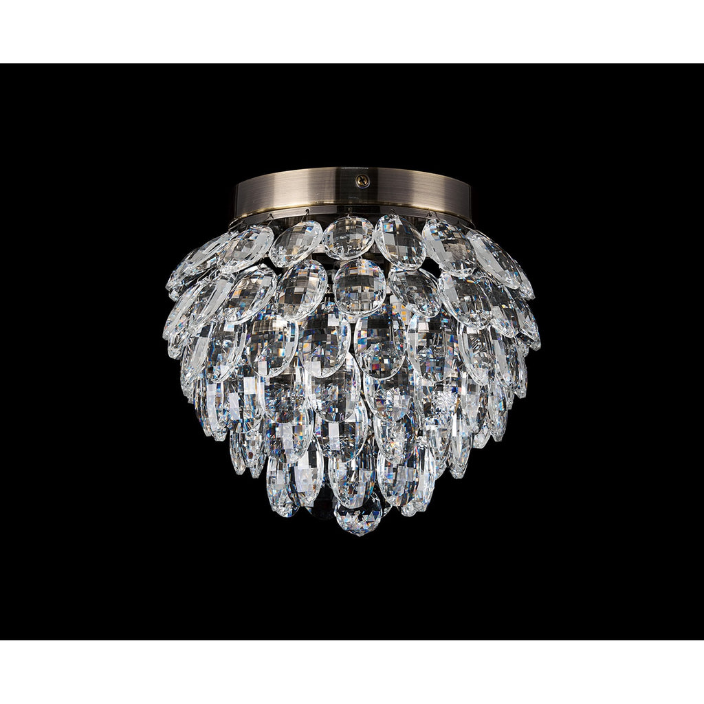 IL32897AB Coniston IP Bathroom Ceiling 3 Light G9 Antique Brass/Crystal