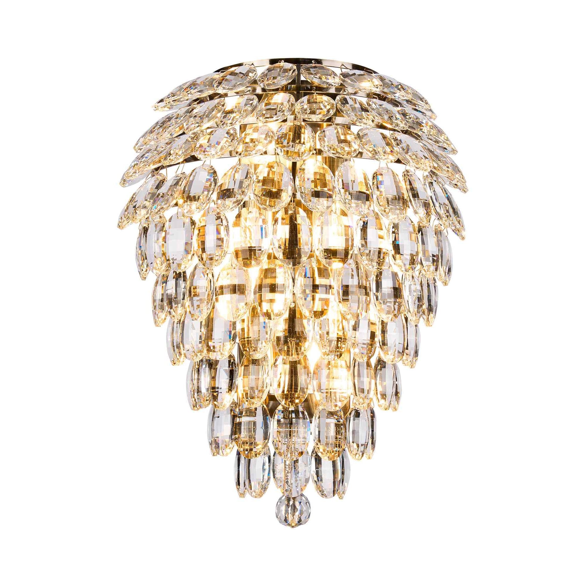 IL32913AB Coniston IP Bathroom Tall Wall Lamp 6 Light G9 Antique Brass/Crystal