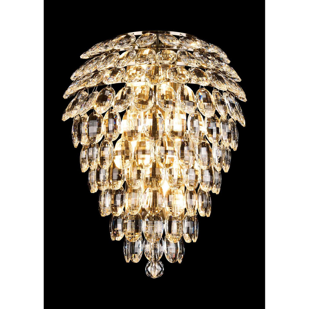 IL32913AB Coniston IP Bathroom Tall Wall Lamp 6 Light G9 Antique Brass/Crystal