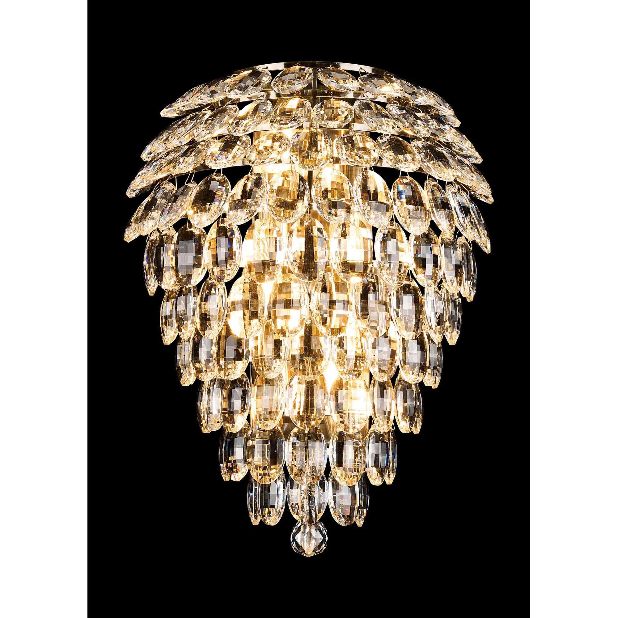 IL32913AB Coniston IP Bathroom Tall Wall Lamp 6 Light G9 Antique Brass/Crystal