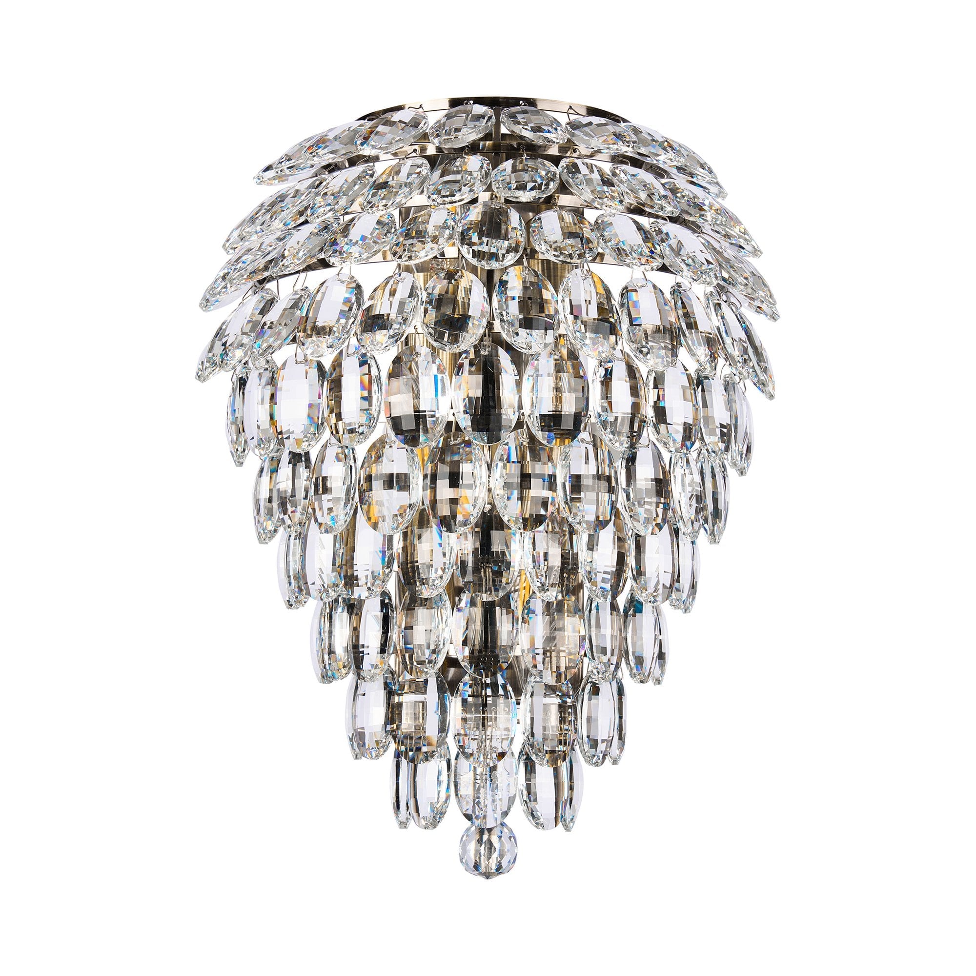 IL32913AB Coniston IP Bathroom Tall Wall Lamp 6 Light G9 Antique Brass/Crystal