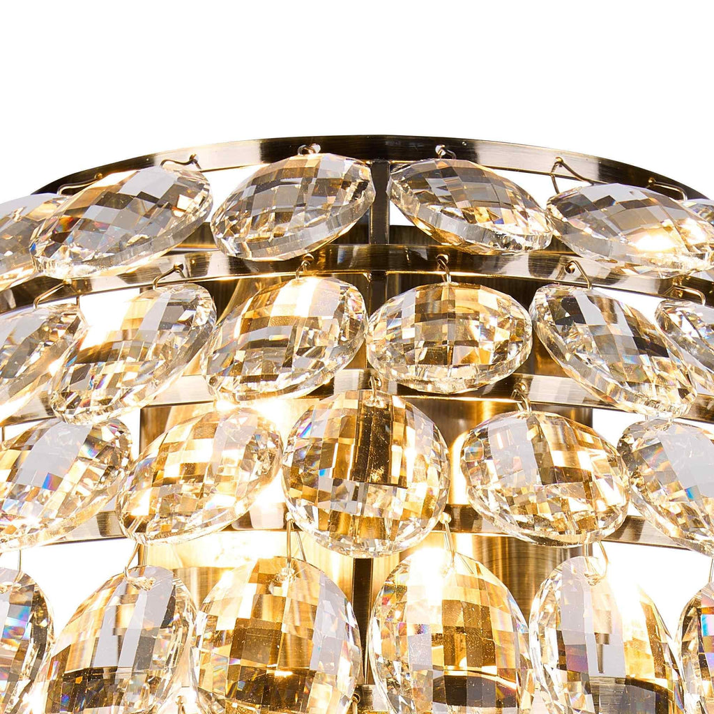 IL32913AB Coniston IP Bathroom Tall Wall Lamp 6 Light G9 Antique Brass/Crystal