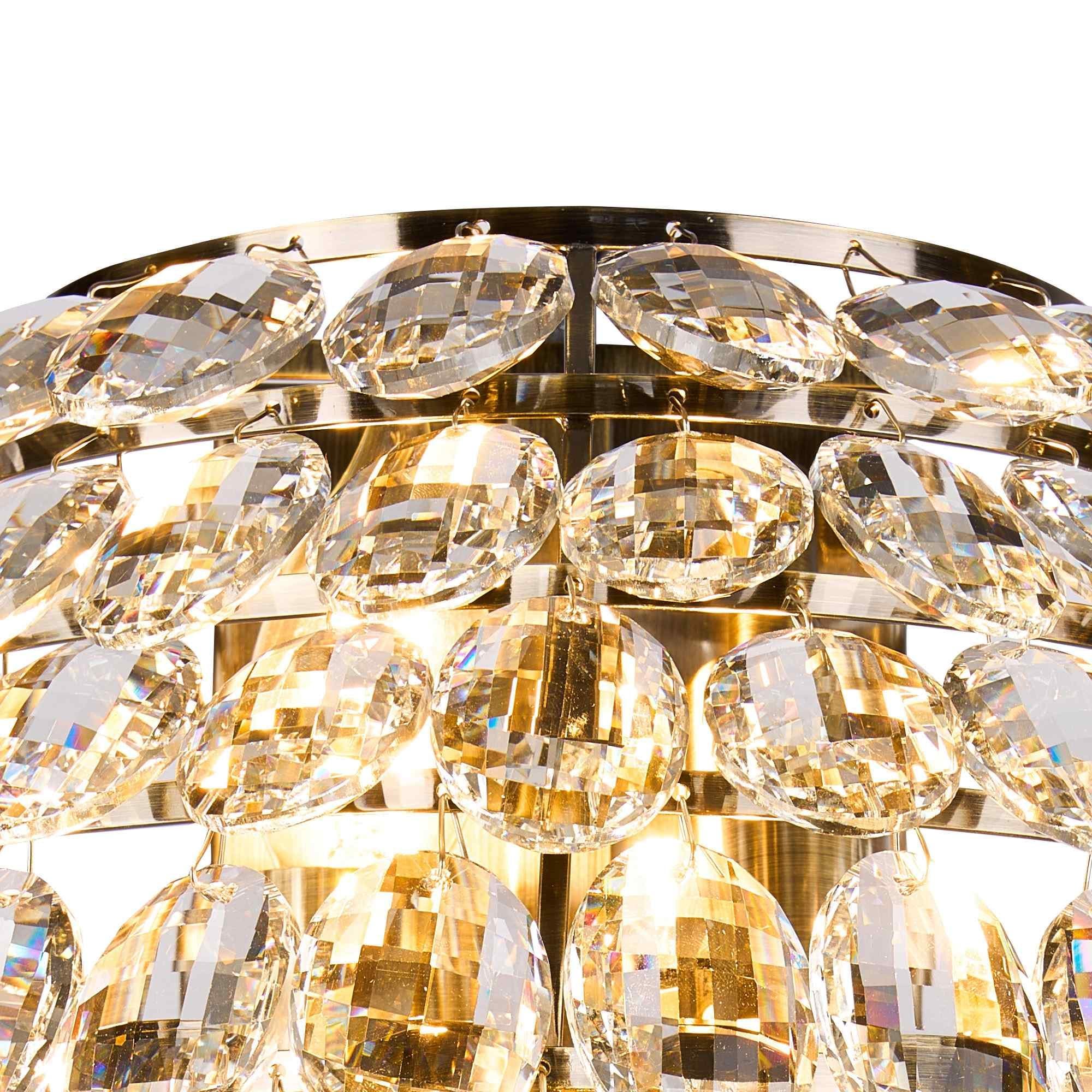 IL32913AB Coniston IP Bathroom Tall Wall Lamp 6 Light G9 Antique Brass/Crystal