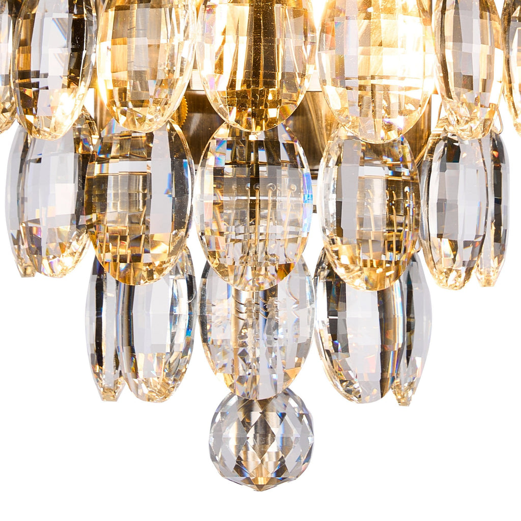 IL32913AB Coniston IP Bathroom Tall Wall Lamp 6 Light G9 Antique Brass/Crystal