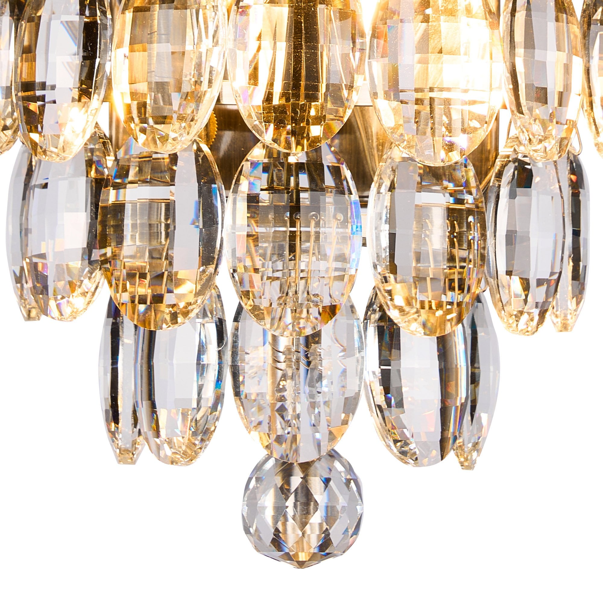 IL32913AB Coniston IP Bathroom Tall Wall Lamp 6 Light G9 Antique Brass/Crystal