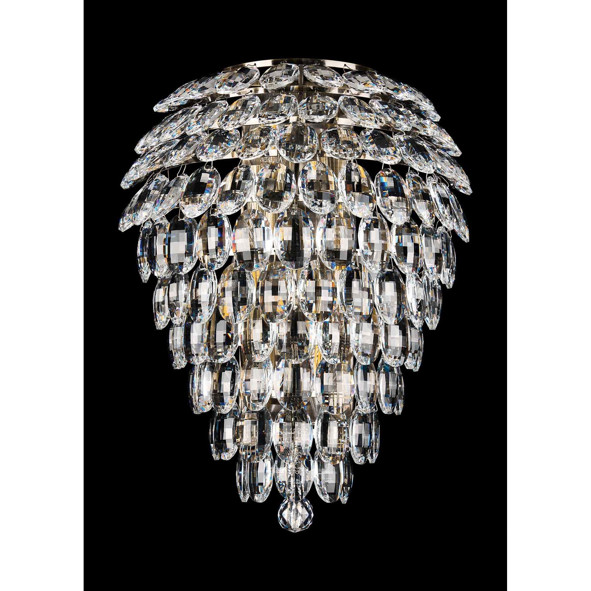 IL32913AB Coniston IP Bathroom Tall Wall Lamp 6 Light G9 Antique Brass/Crystal