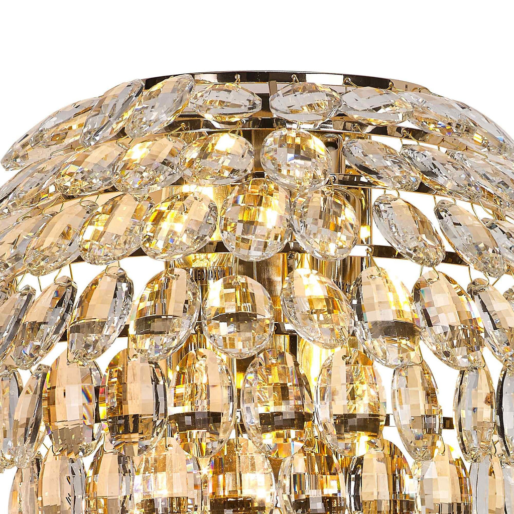 IL32913 Coniston IP Bathroom Tall Wall Lamp 6 Light G9 French Gold/Crystal