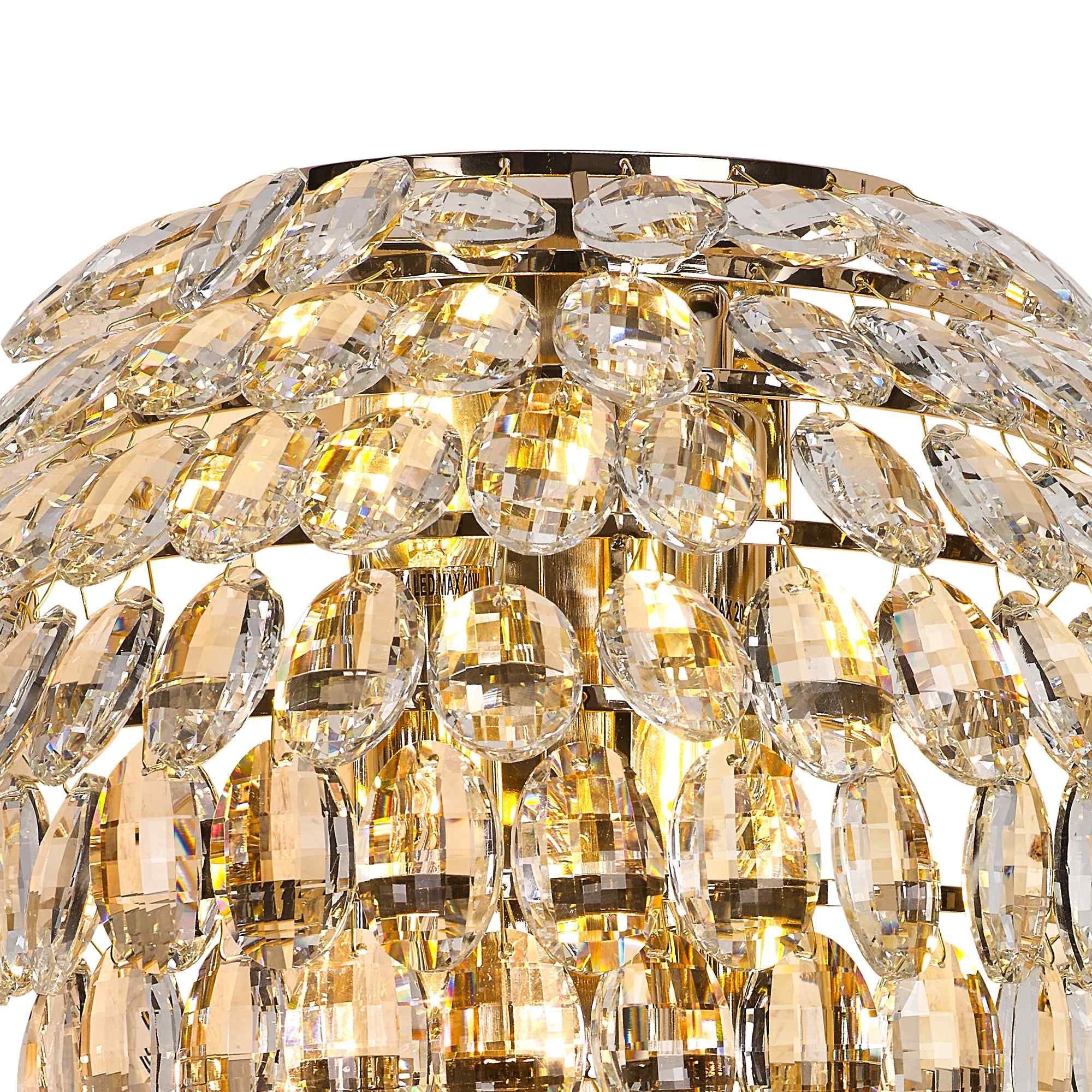 IL32913 Coniston IP Bathroom Tall Wall Lamp 6 Light G9 French Gold/Crystal