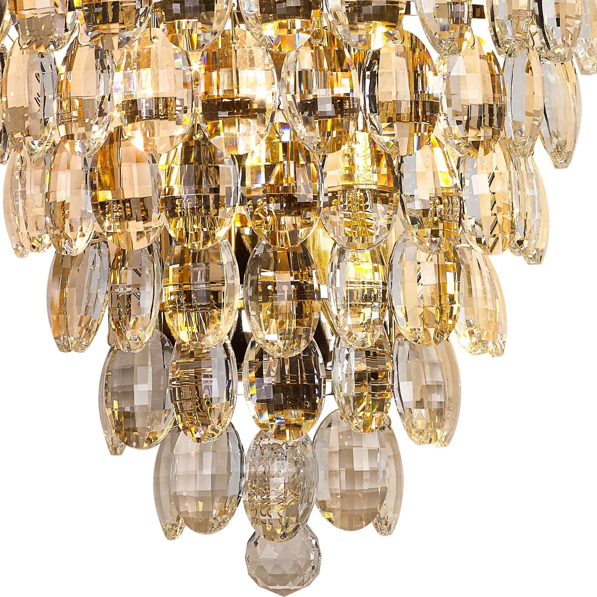 IL32913 Coniston IP Bathroom Tall Wall Lamp 6 Light G9 French Gold/Crystal