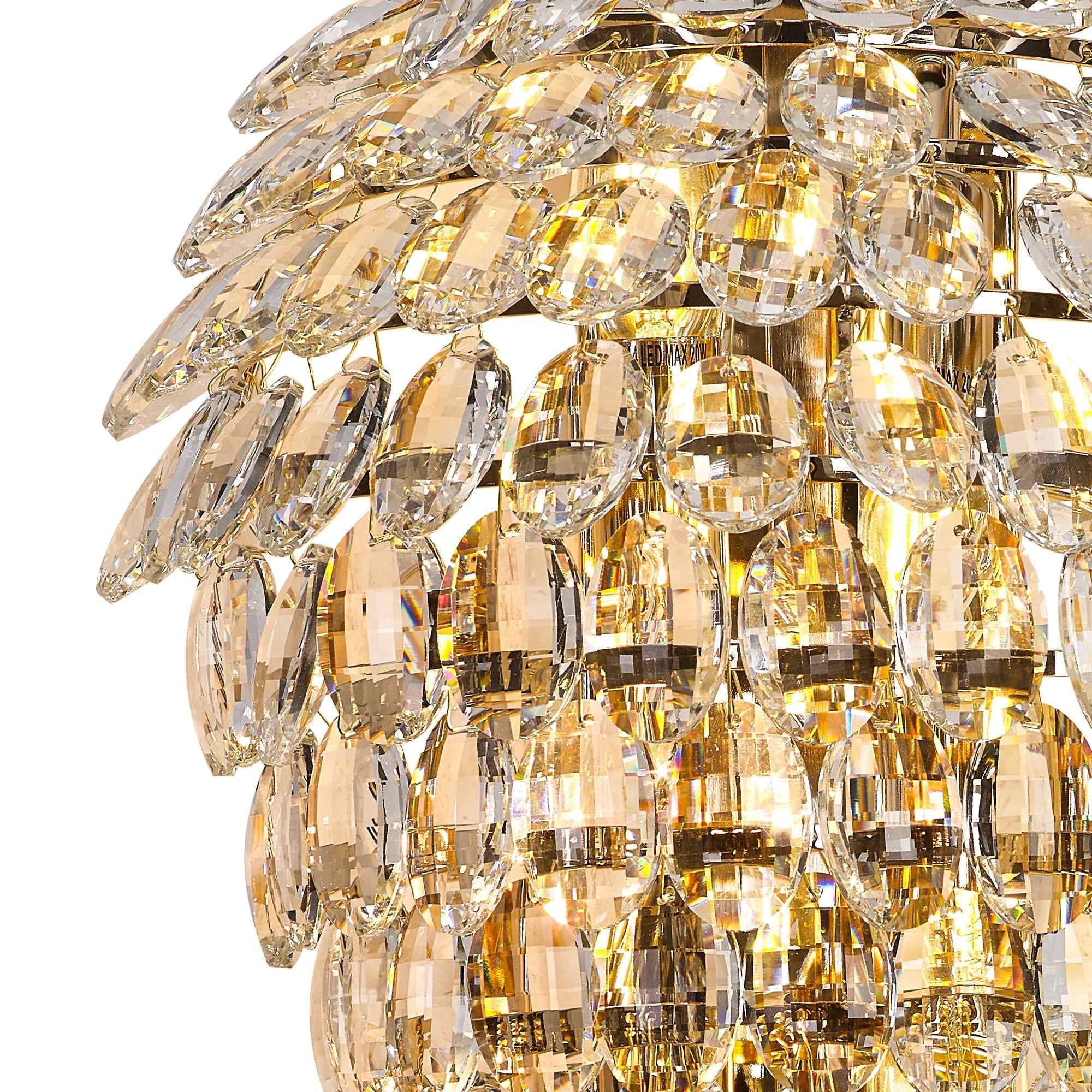 IL32913 Coniston IP Bathroom Tall Wall Lamp 6 Light G9 French Gold/Crystal