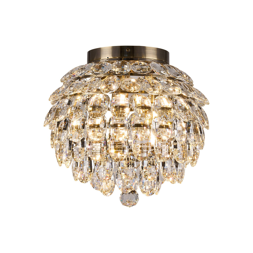 IL32898AB Coniston IP Bathroom Ceiling 5 Light G9 Antique Brass/Crystal
