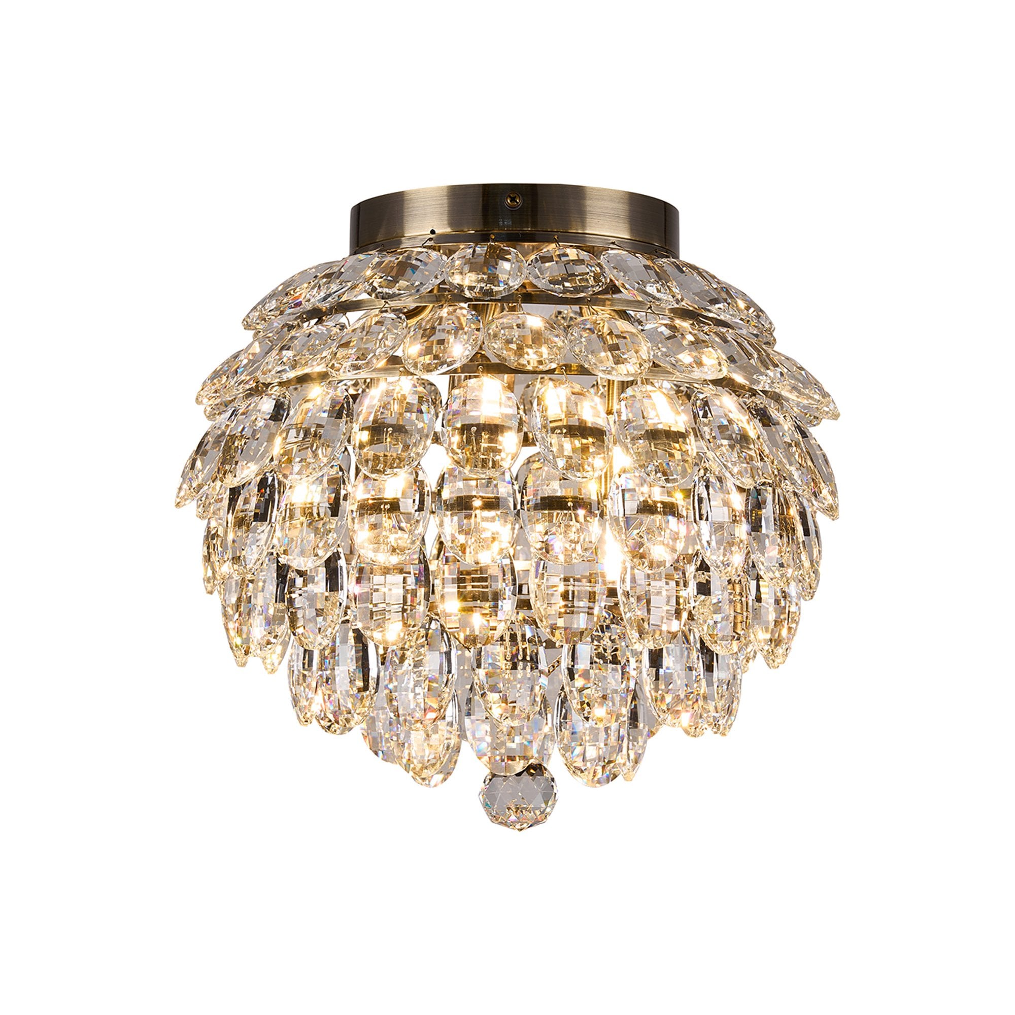 IL32898AB Coniston IP Bathroom Ceiling 5 Light G9 Antique Brass/Crystal