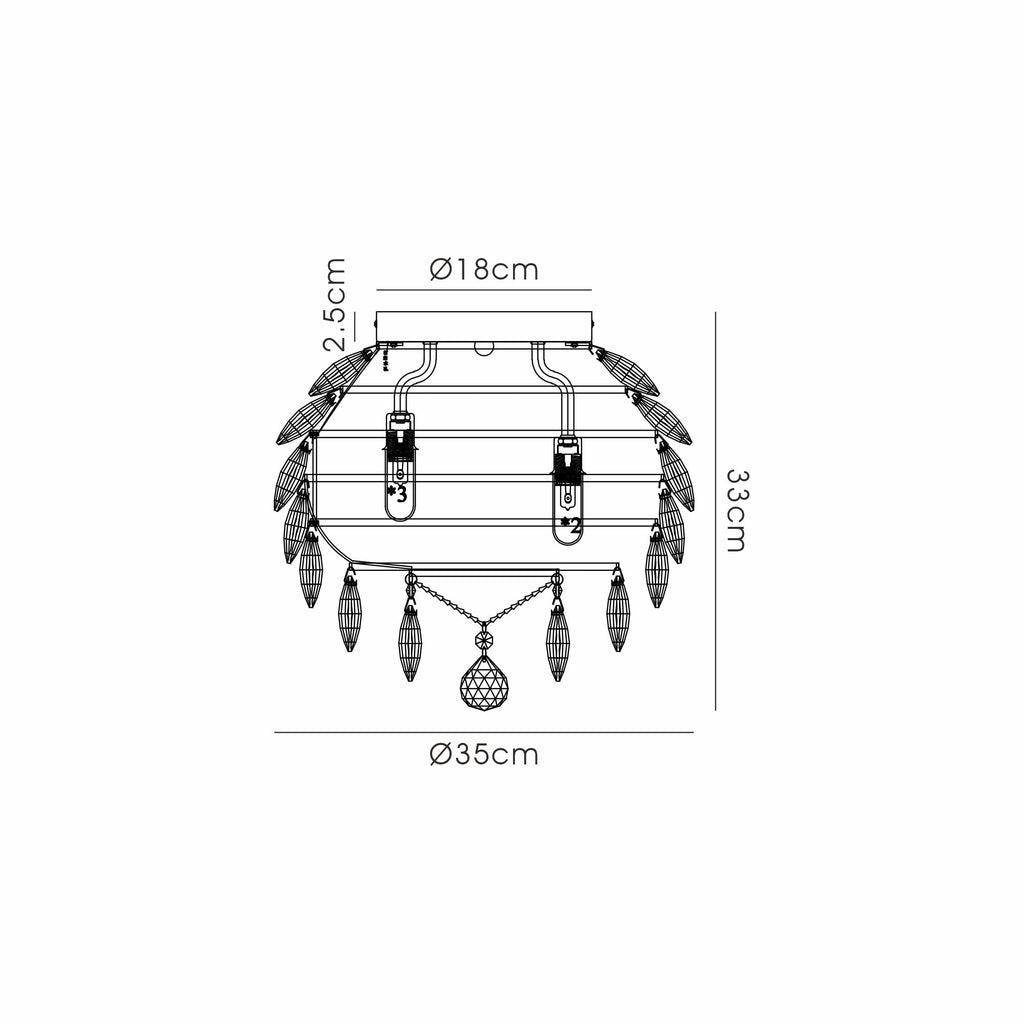 IL32898AB Coniston IP Bathroom Ceiling 5 Light G9 Antique Brass/Crystal