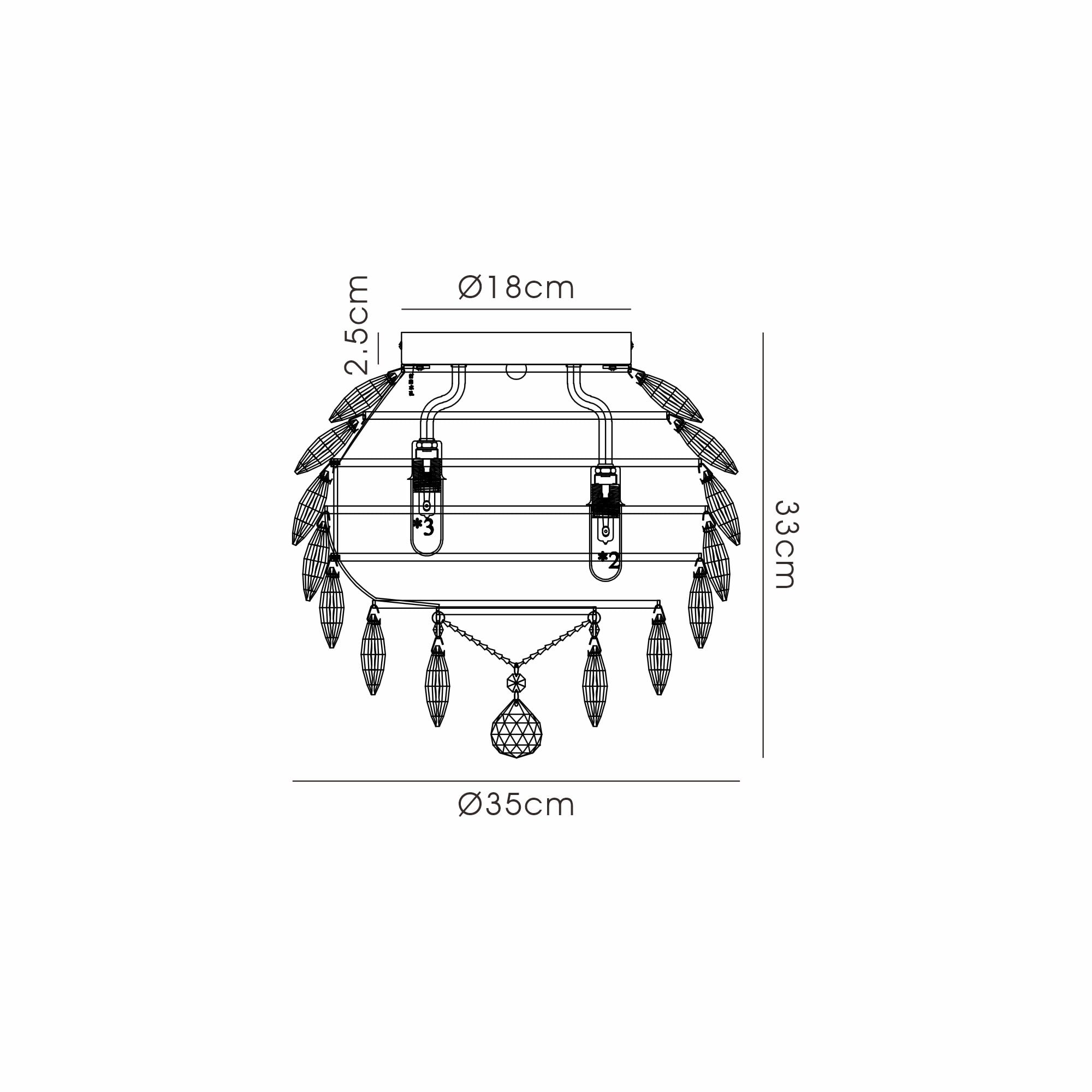 IL32898AB Coniston IP Bathroom Ceiling 5 Light G9 Antique Brass/Crystal