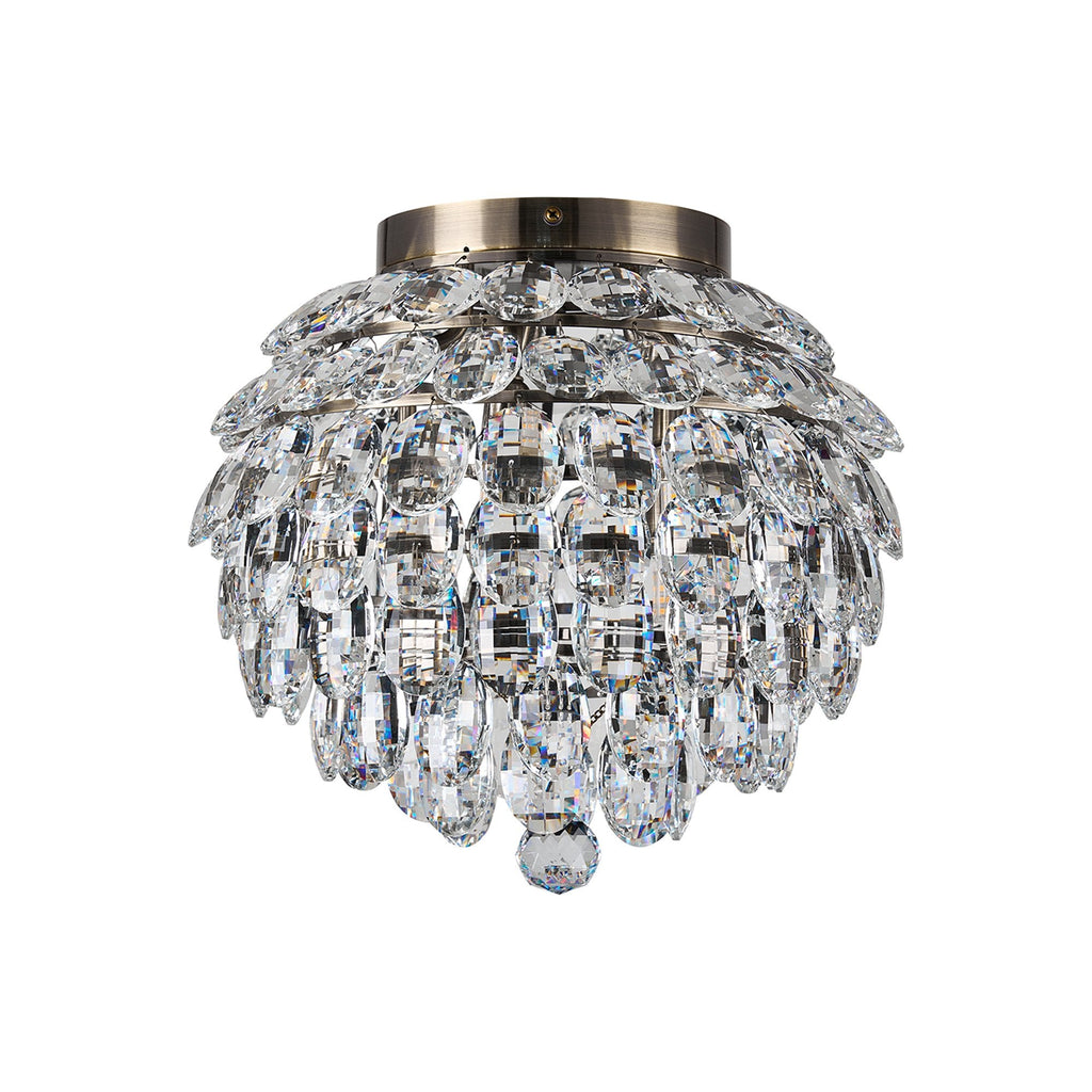 IL32898AB Coniston IP Bathroom Ceiling 5 Light G9 Antique Brass/Crystal