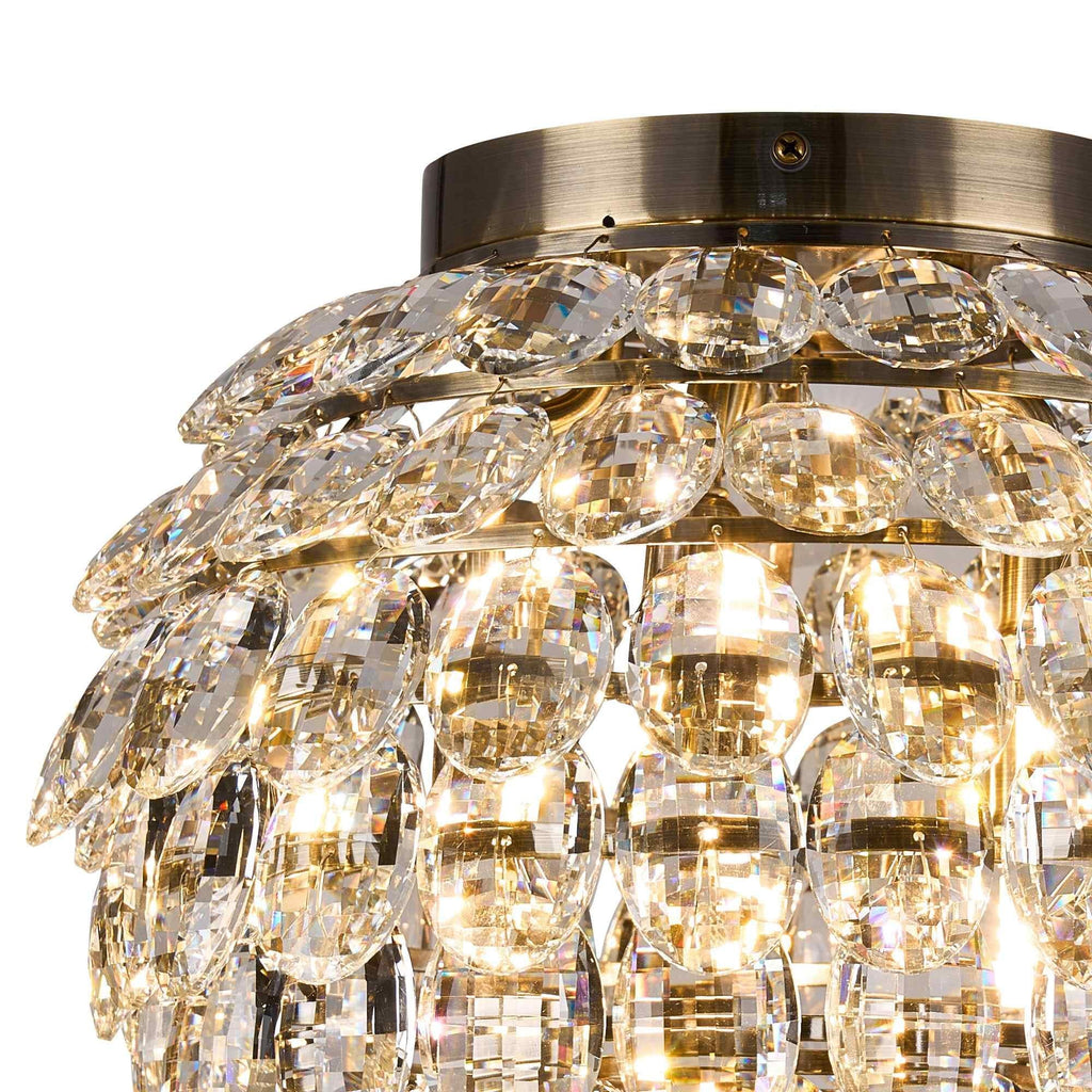 IL32898AB Coniston IP Bathroom Ceiling 5 Light G9 Antique Brass/Crystal