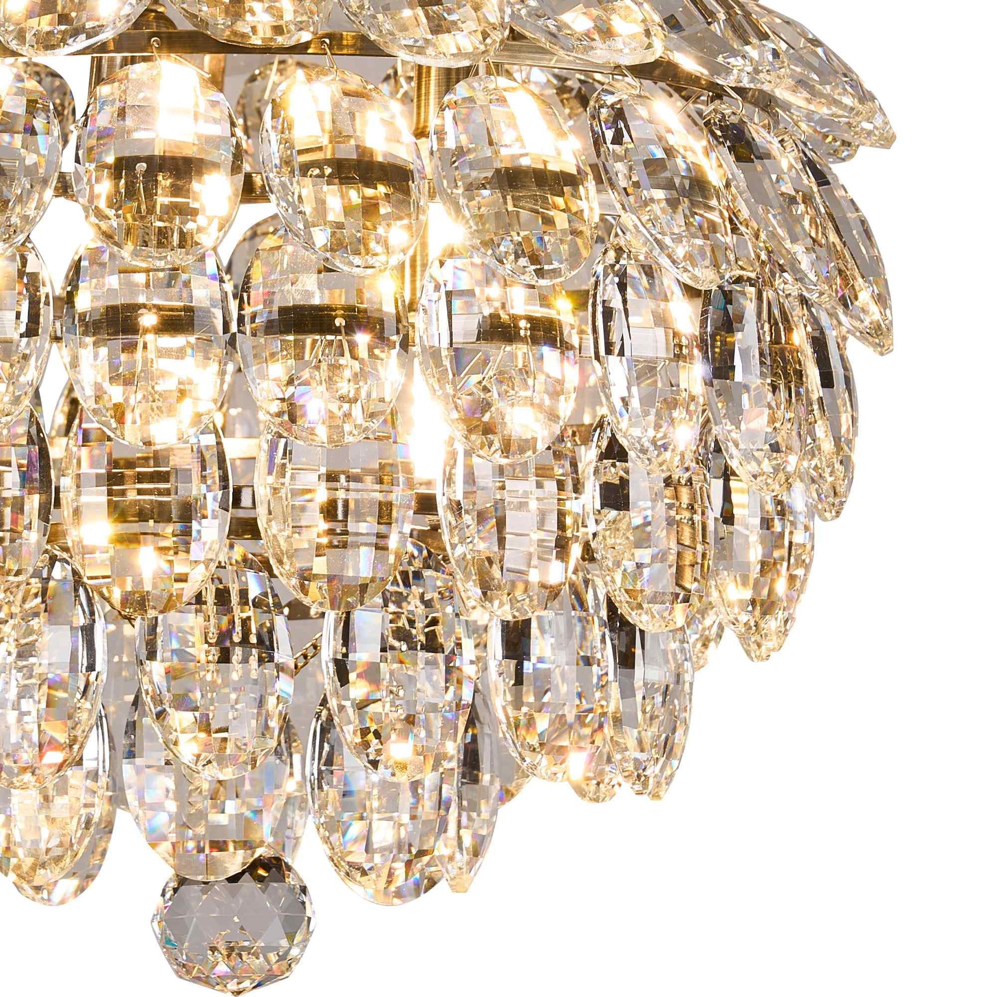 IL32898AB Coniston IP Bathroom Ceiling 5 Light G9 Antique Brass/Crystal