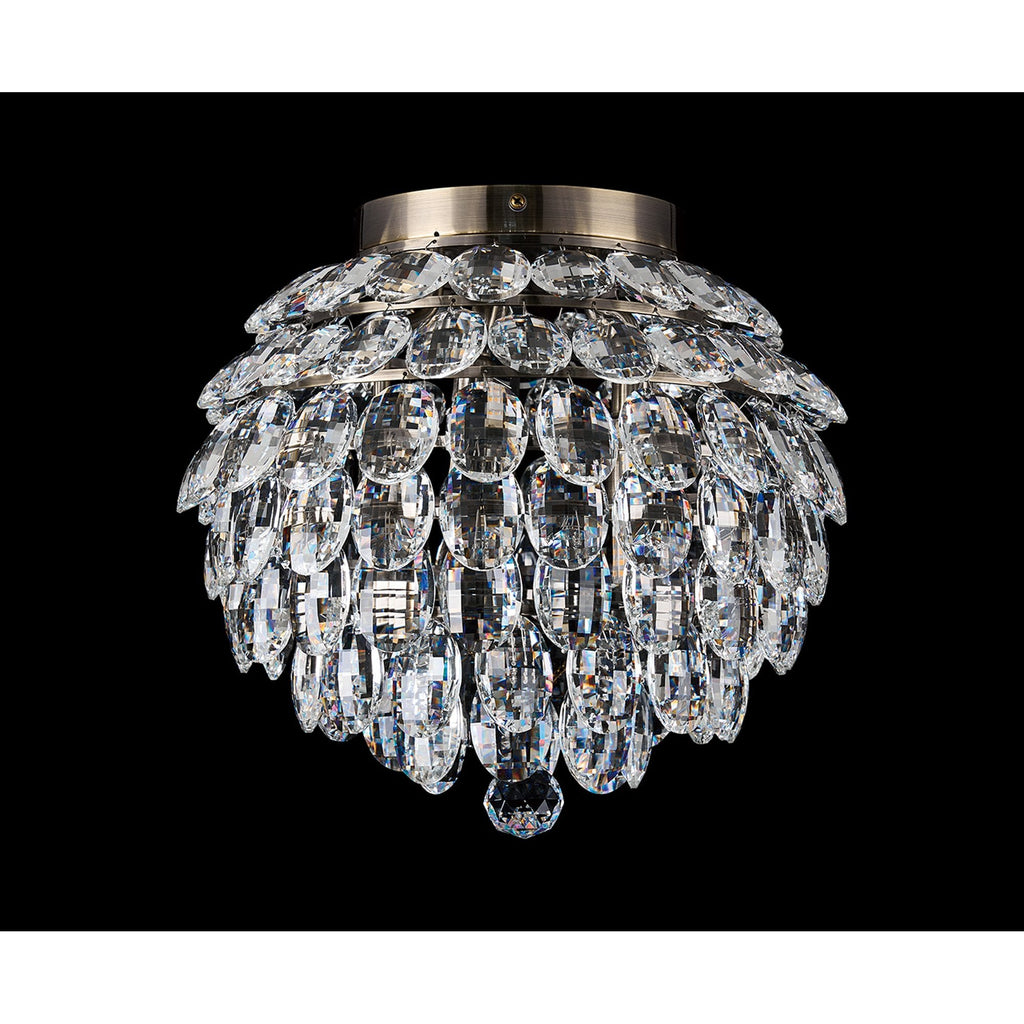 IL32898AB Coniston IP Bathroom Ceiling 5 Light G9 Antique Brass/Crystal