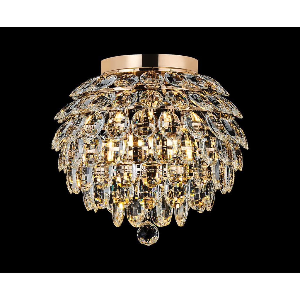 IL32898 Coniston IP Bathroom Ceiling 5 Light G9 French Gold/Crystal