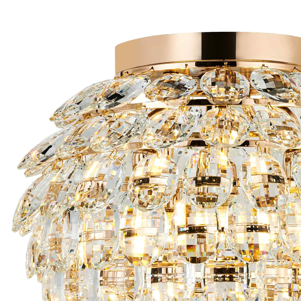 IL32898 Coniston IP Bathroom Ceiling 5 Light G9 French Gold/Crystal