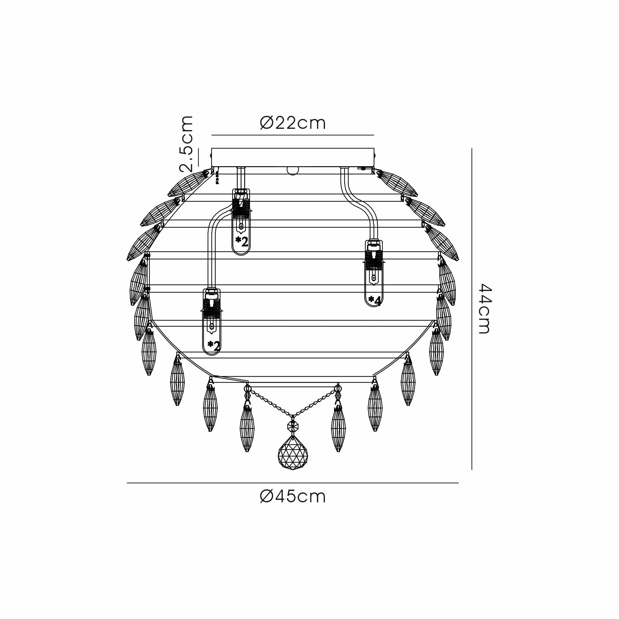IL32894 Coniston IP Bathroom Ceiling 8 Light G9 Polished Chrome/Crystal