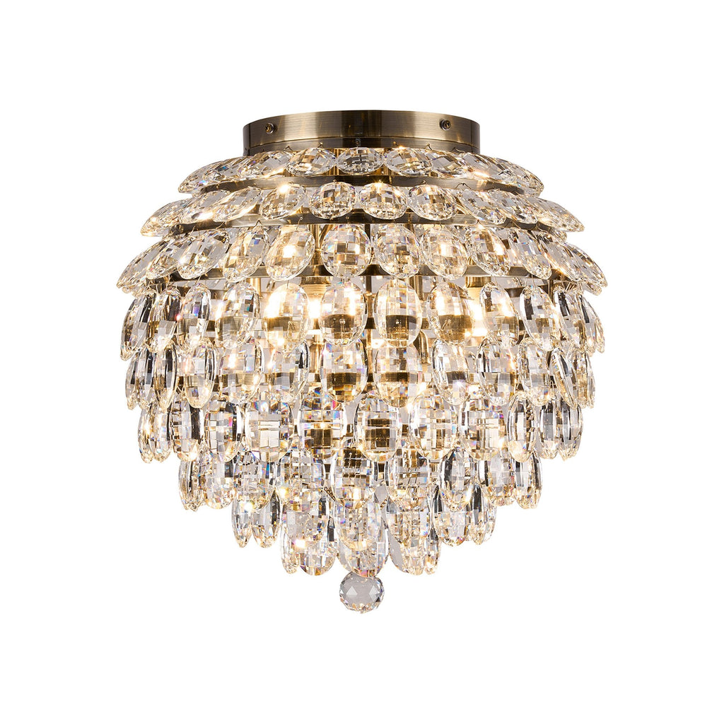 IL32899AB Coniston IP Bathroom Ceiling 8 Light G9 Antique Brass/Crystal
