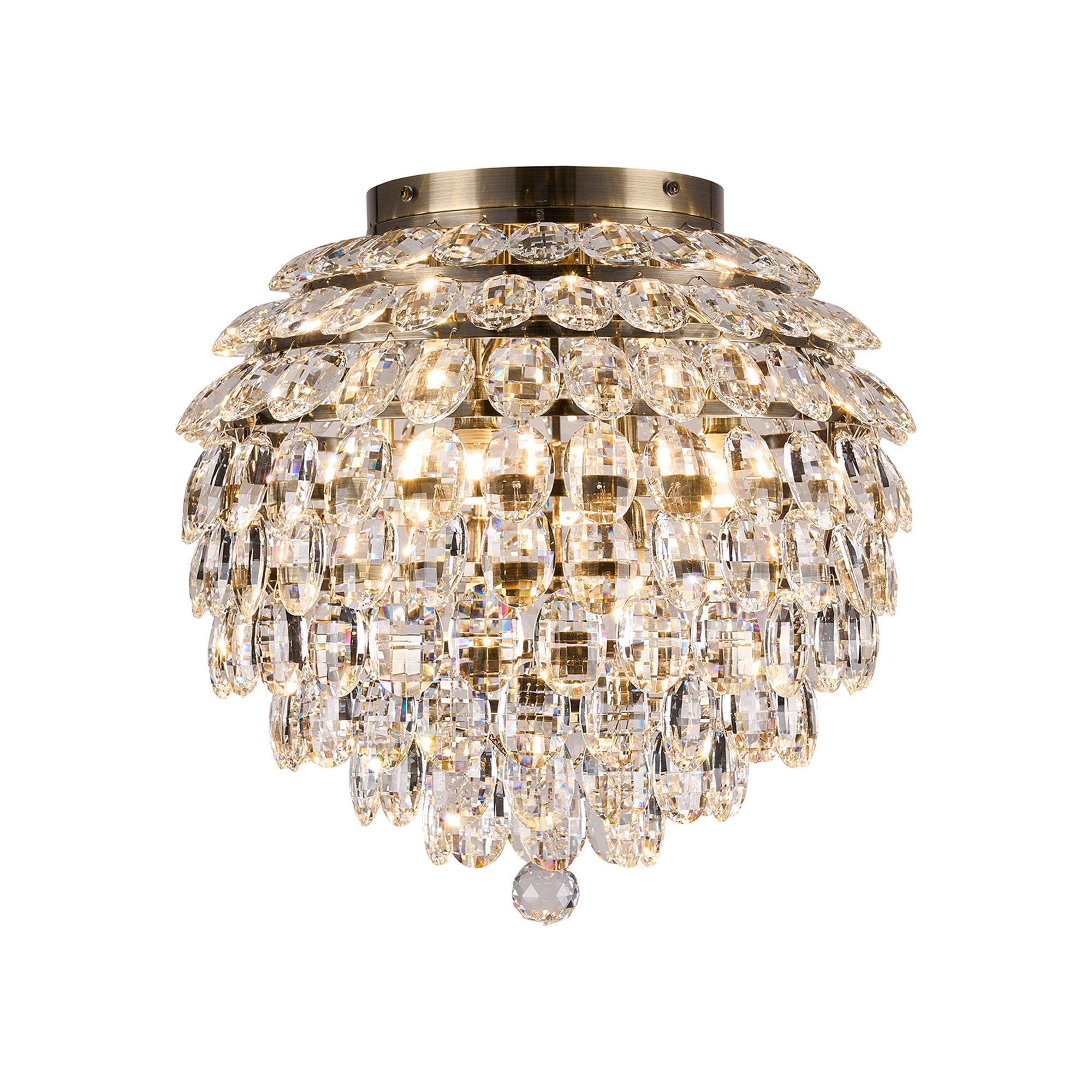 IL32899AB Coniston IP Bathroom Ceiling 8 Light G9 Antique Brass/Crystal