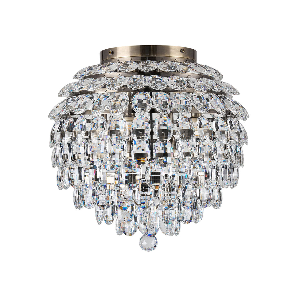 IL32899AB Coniston IP Bathroom Ceiling 8 Light G9 Antique Brass/Crystal