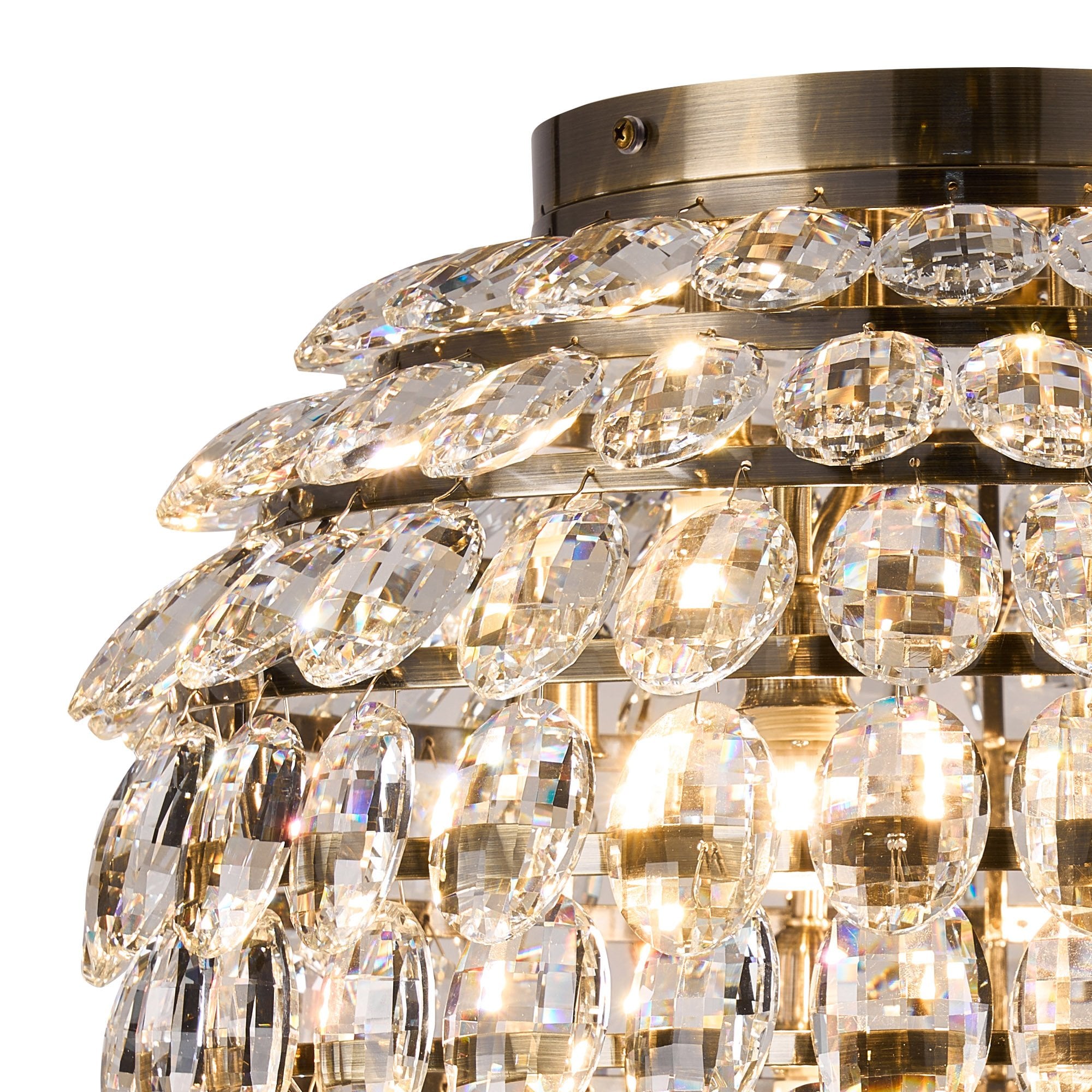 IL32899AB Coniston IP Bathroom Ceiling 8 Light G9 Antique Brass/Crystal
