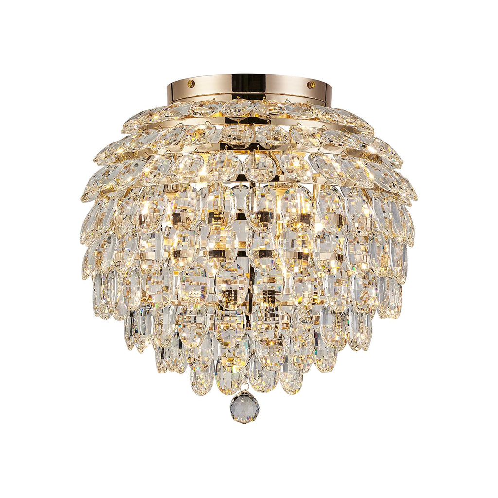 IL32899 Coniston IP Bathroom Ceiling 8 Light G9 French Gold/Crystal