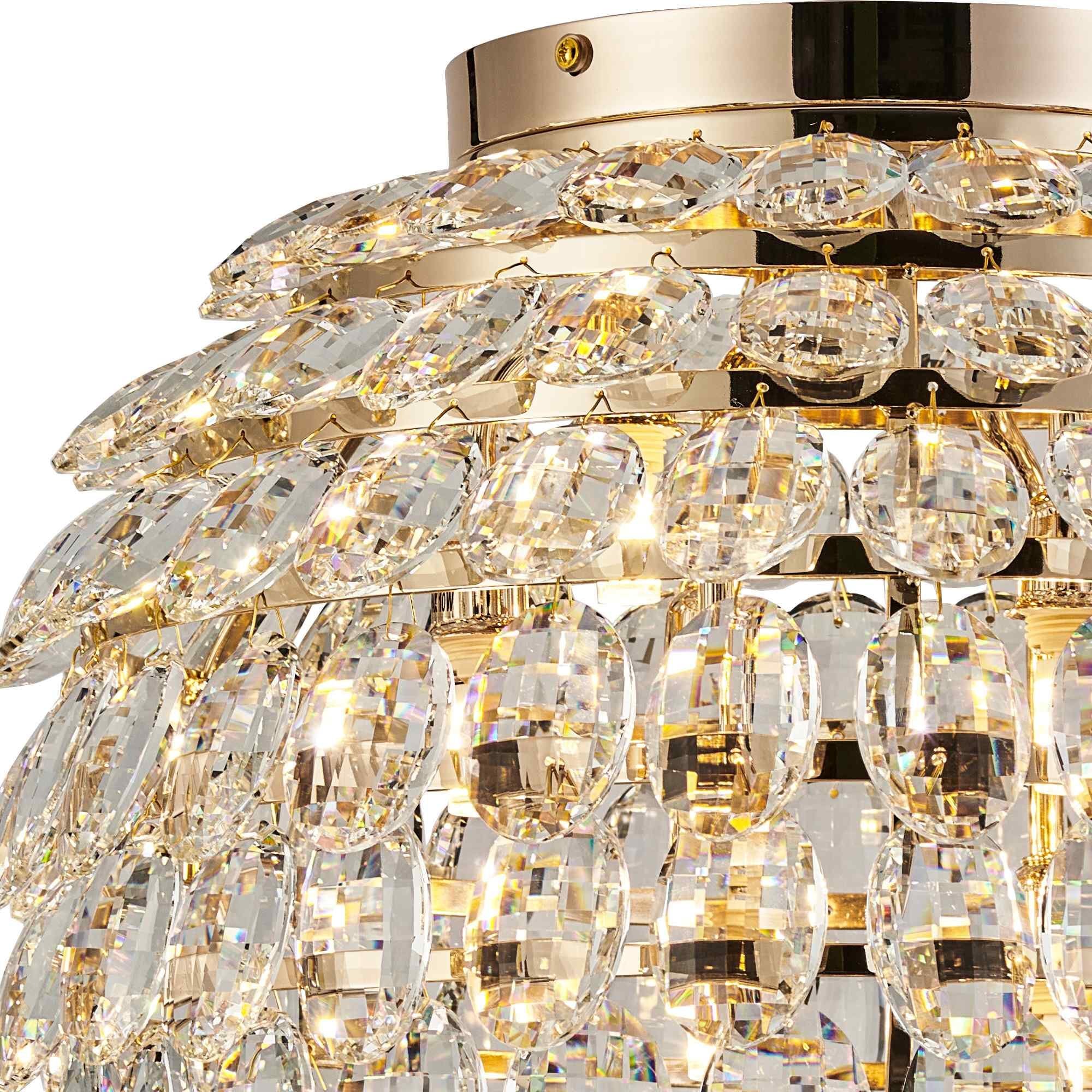 IL32899 Coniston IP Bathroom Ceiling 8 Light G9 French Gold/Crystal