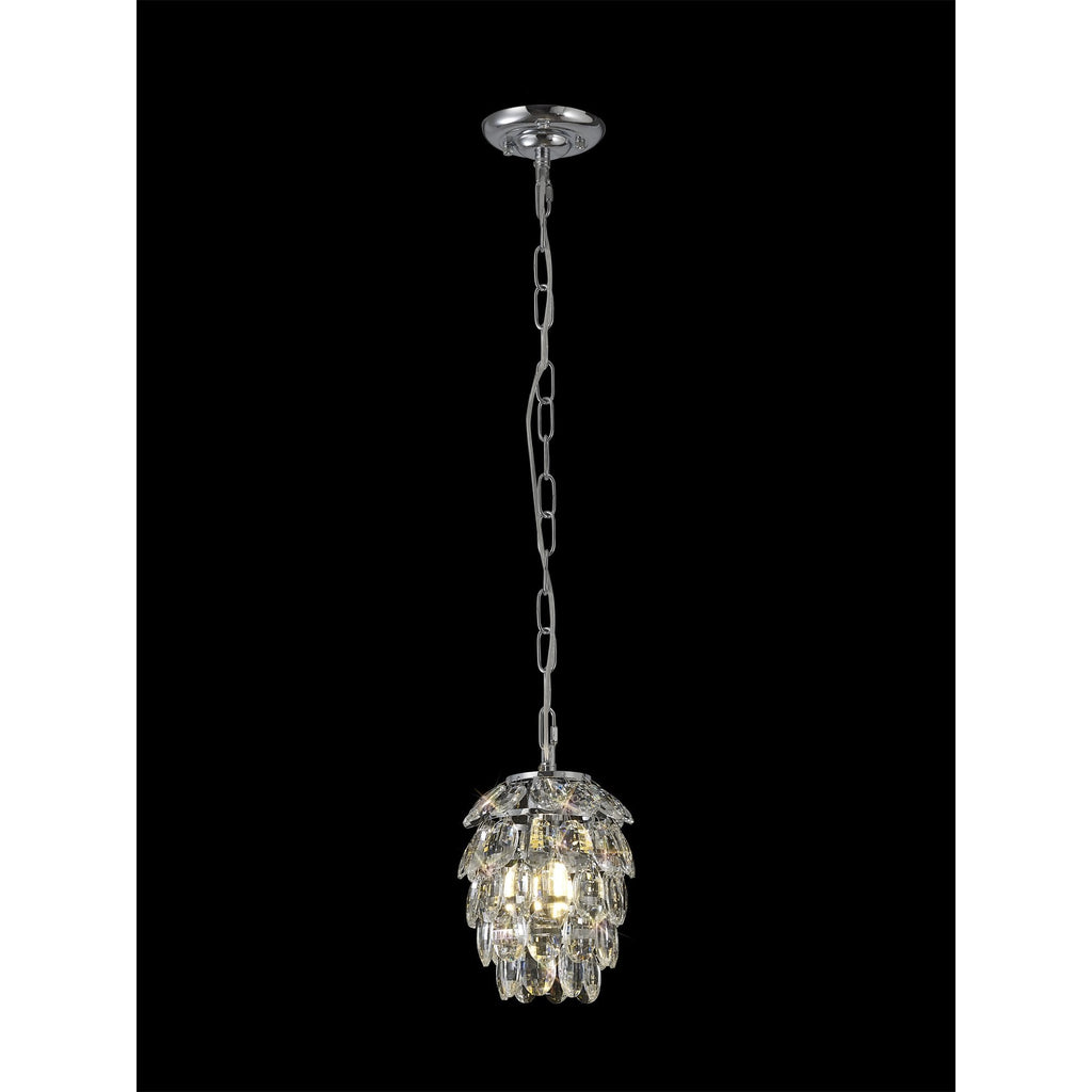 IL32838 Coniston Pendant 5 Layer 1 Light E27 Polished Chrome/Crystal
